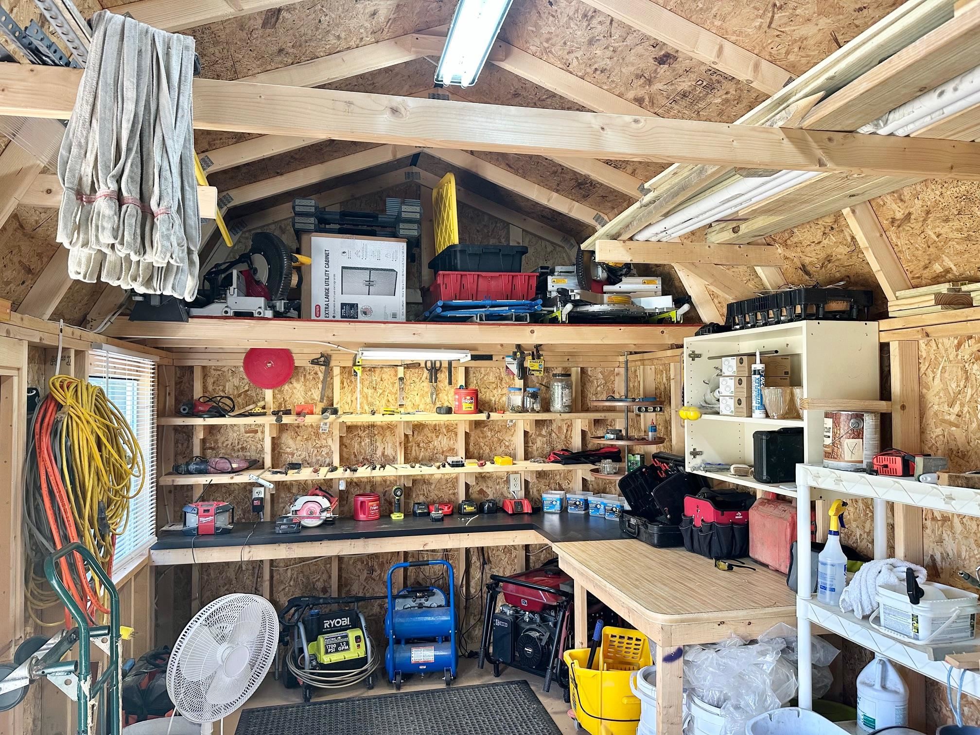10x20 shed with concrete footers, electricity and 2 loft areas for extra storage