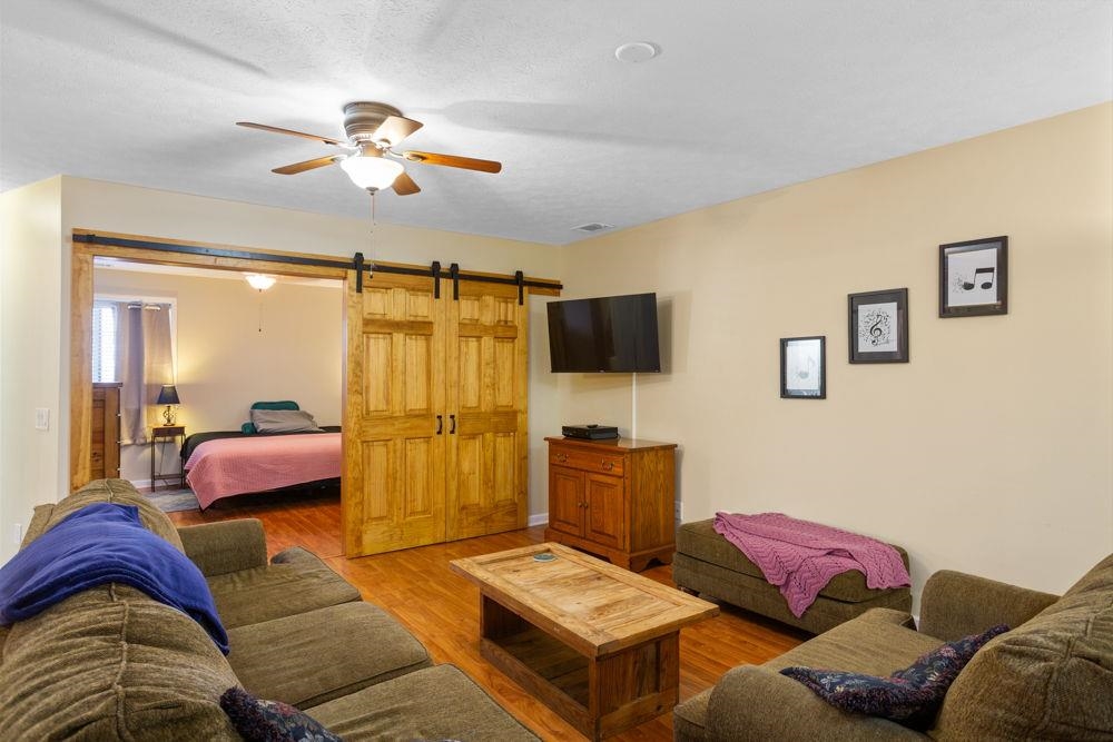 view from living area to bedroom. view from living area to bedroom.
