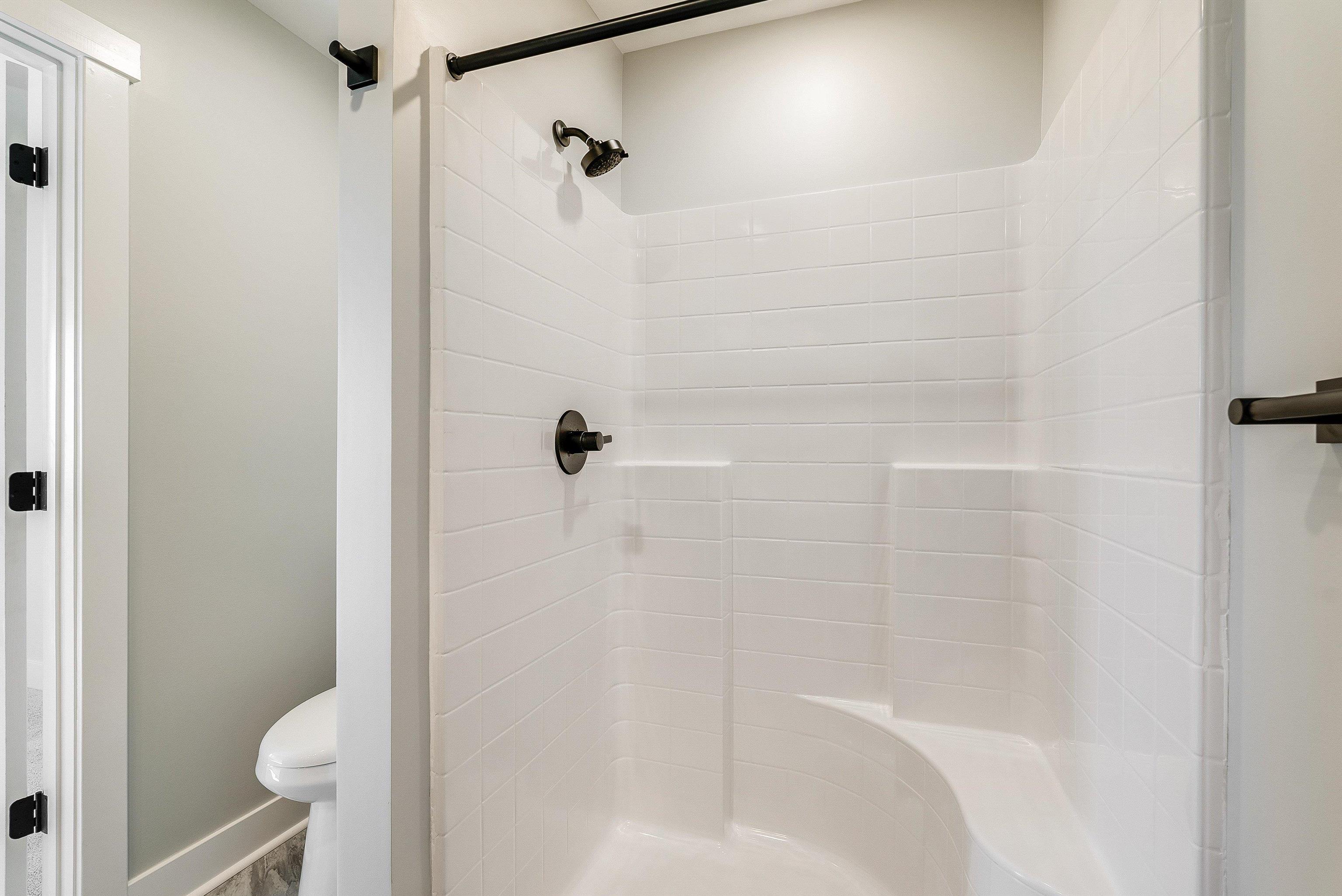 Consider upgrading the fiberglass insert to a full tiled shower! Consider upgrading the fiberglass insert to a full tiled shower!