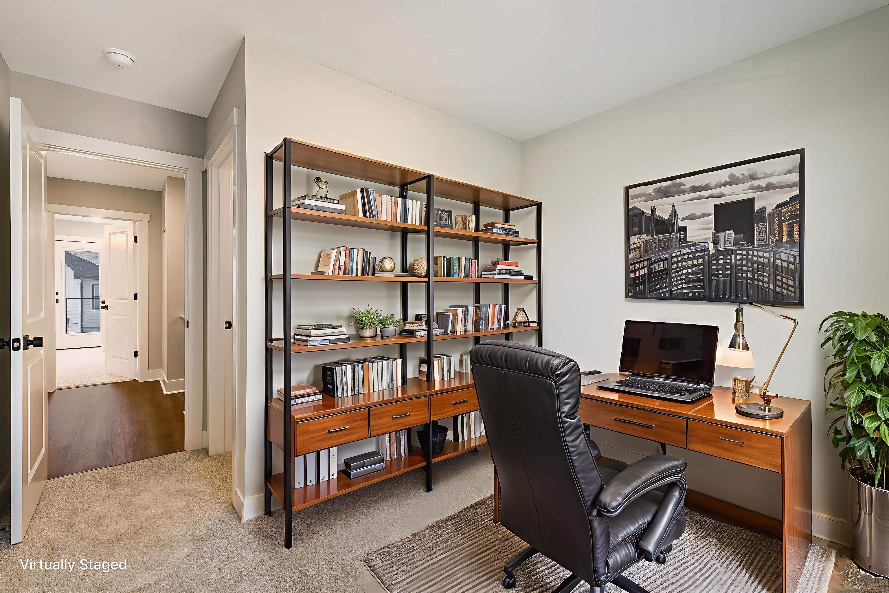 3rd bedroom virtually staged as an office 3rd bedroom virtually staged as an office