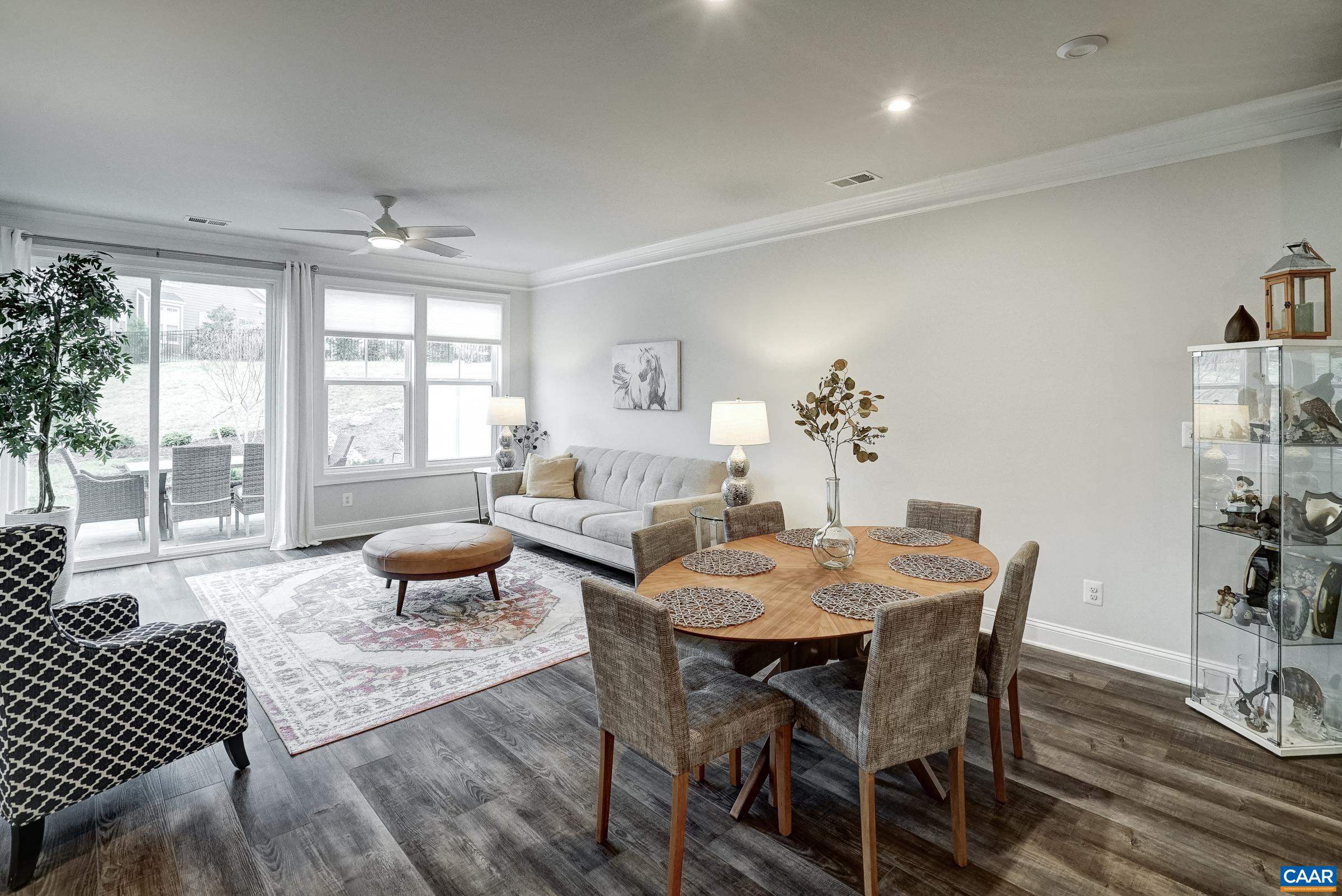 Dining room flows into living room. Dining room flows into living room.