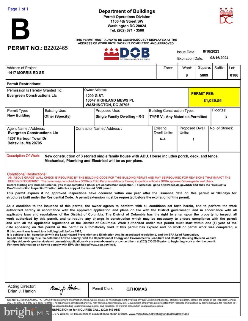 1416 HOWARD RD SE, WASHINGTON, District Of Columbia 20020, ,Land,For sale,1416 HOWARD RD SE,DCDC2233732 MLS # DCDC2233732