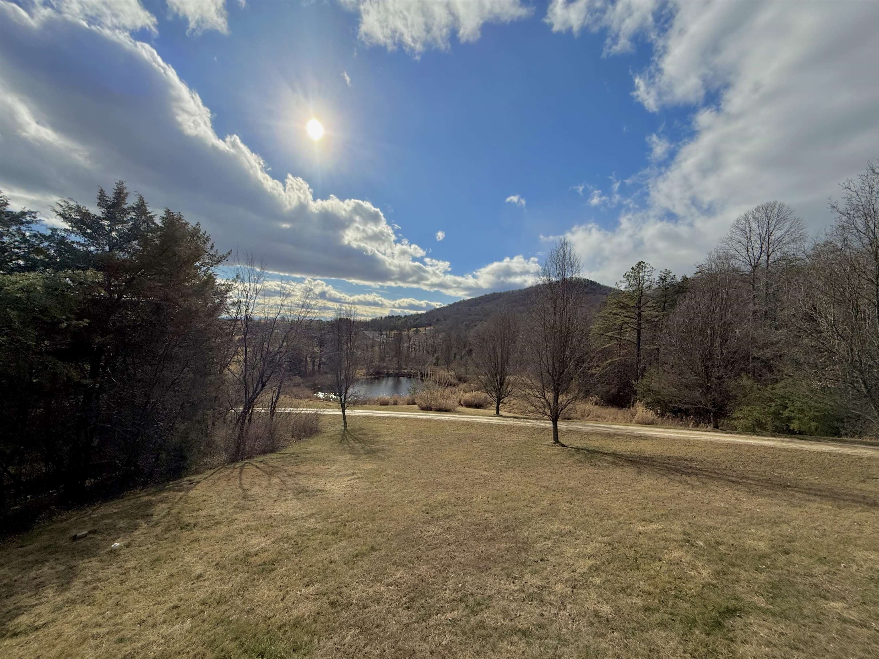 It overlooks stocked pond.