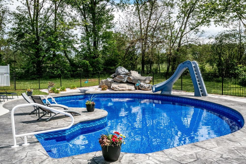 with stamped concrete