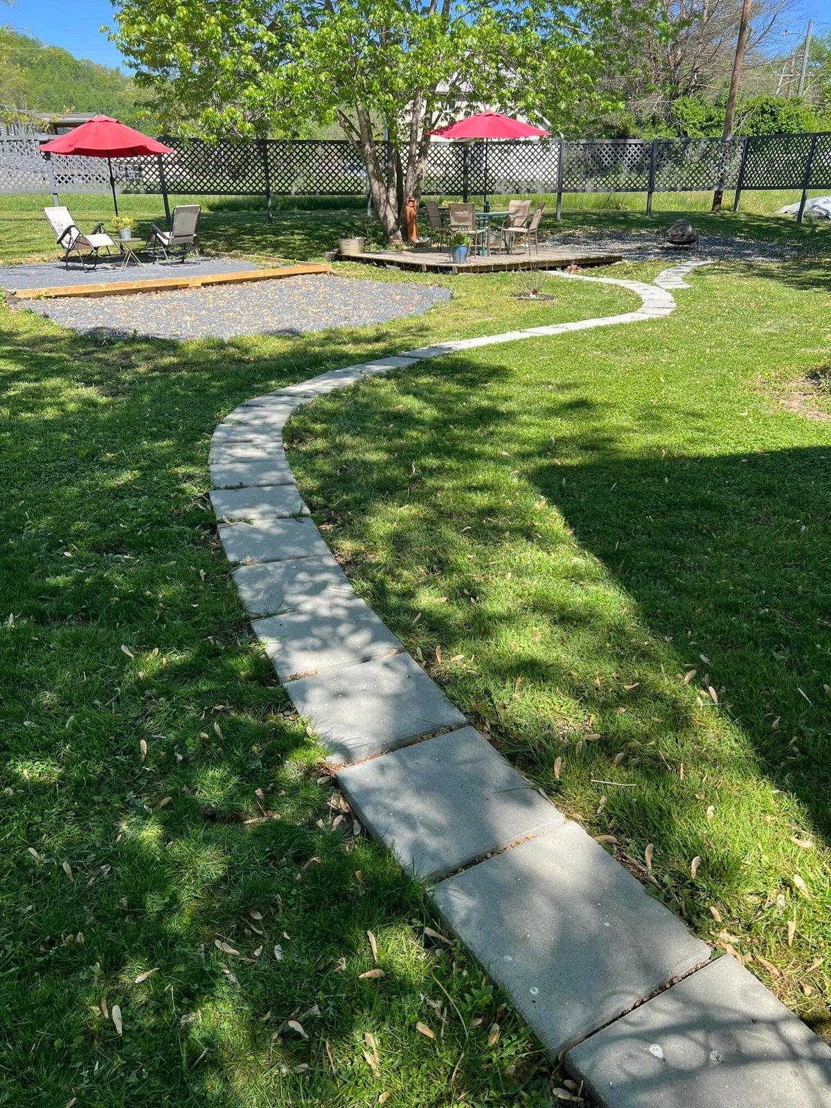 Walkway leads to picnic area or playground. Walkway leads to picnic area or playground.