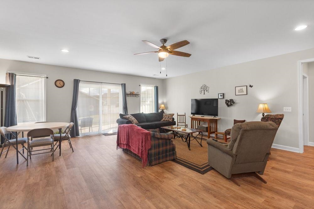 view of back entrance and covered patio.