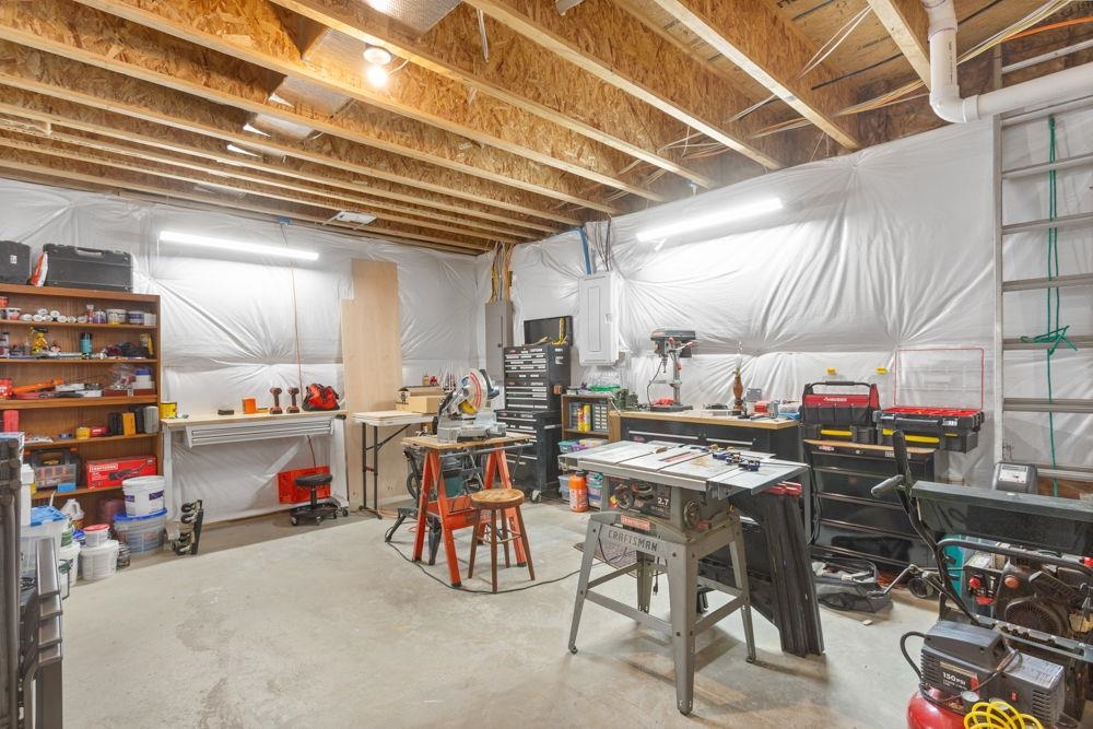 located in the lower level with heat.