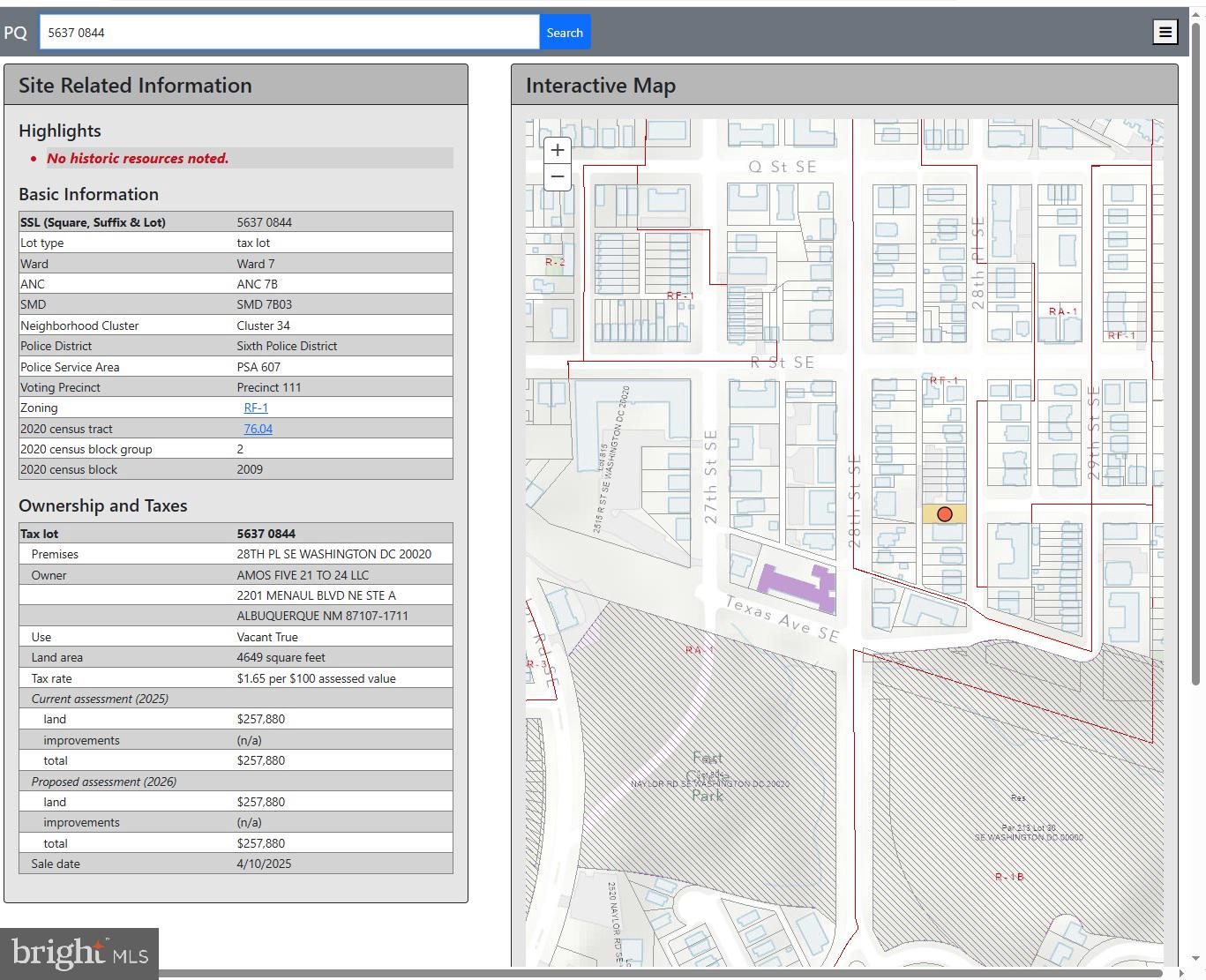 28TH PL SE, WASHINGTON, District Of Columbia 20020, ,Land,For sale,28TH PL SE,DCDC2240954 MLS # DCDC2240954