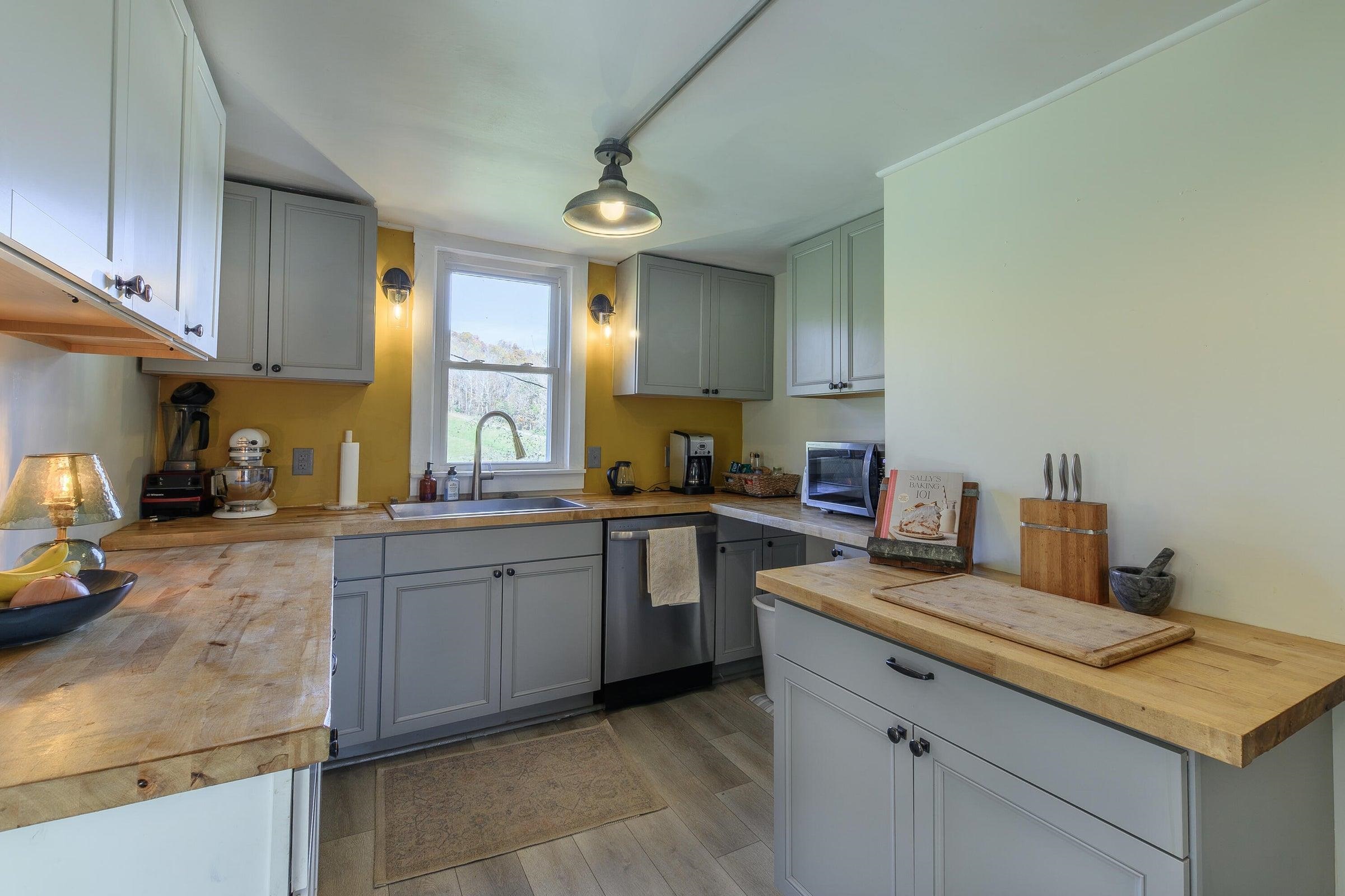 Butcher block counters.