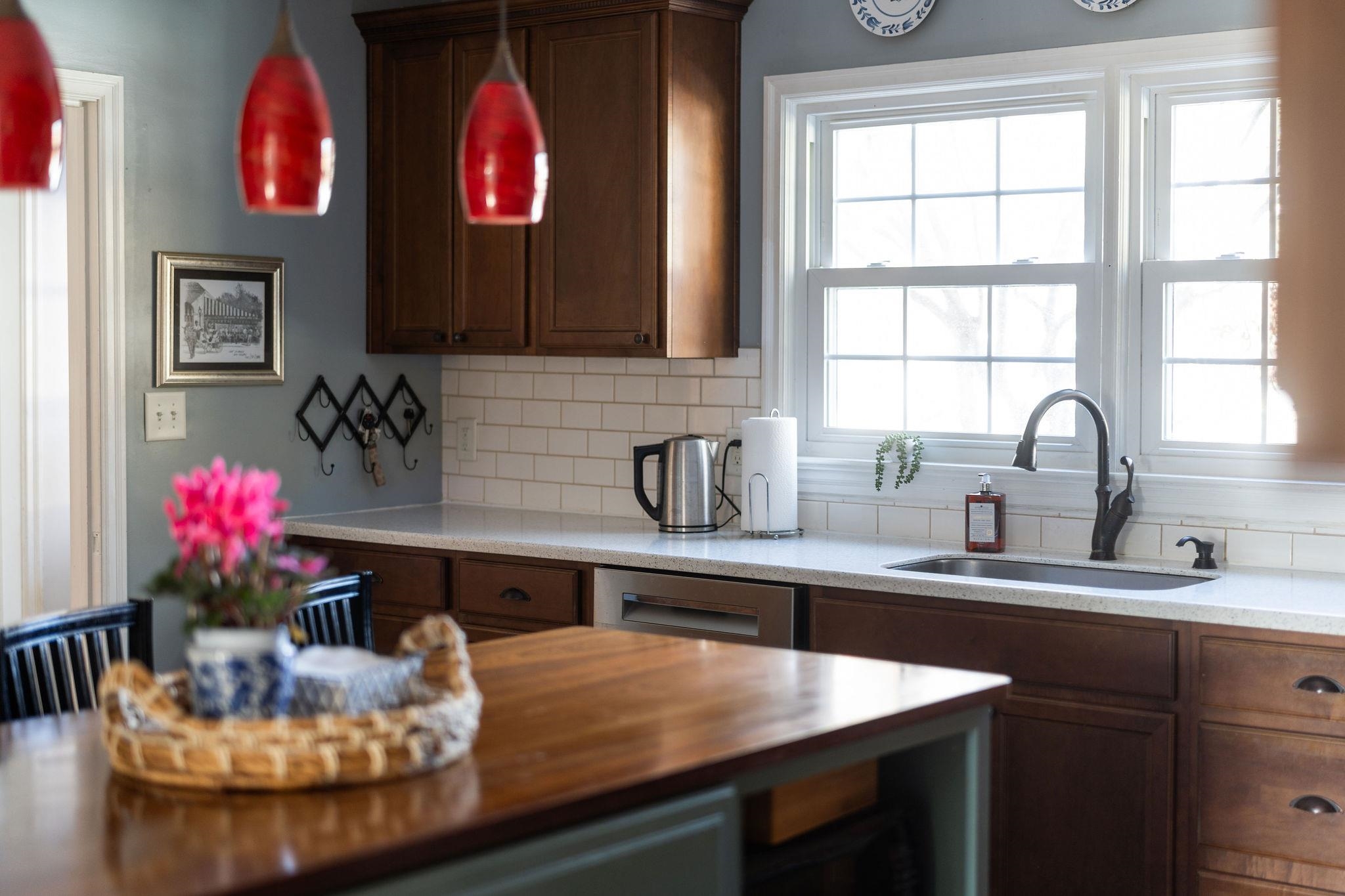 with walnut topper with microwave insert & storage