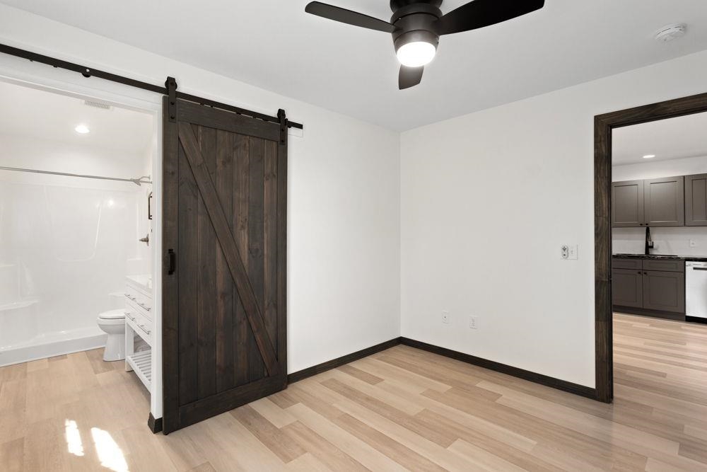 with barn slide into bath.