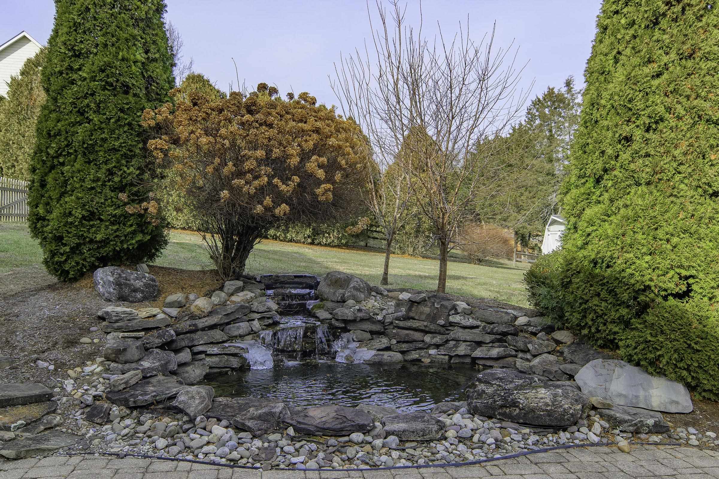 Fish pond with waterfalls. Fish pond with waterfalls.