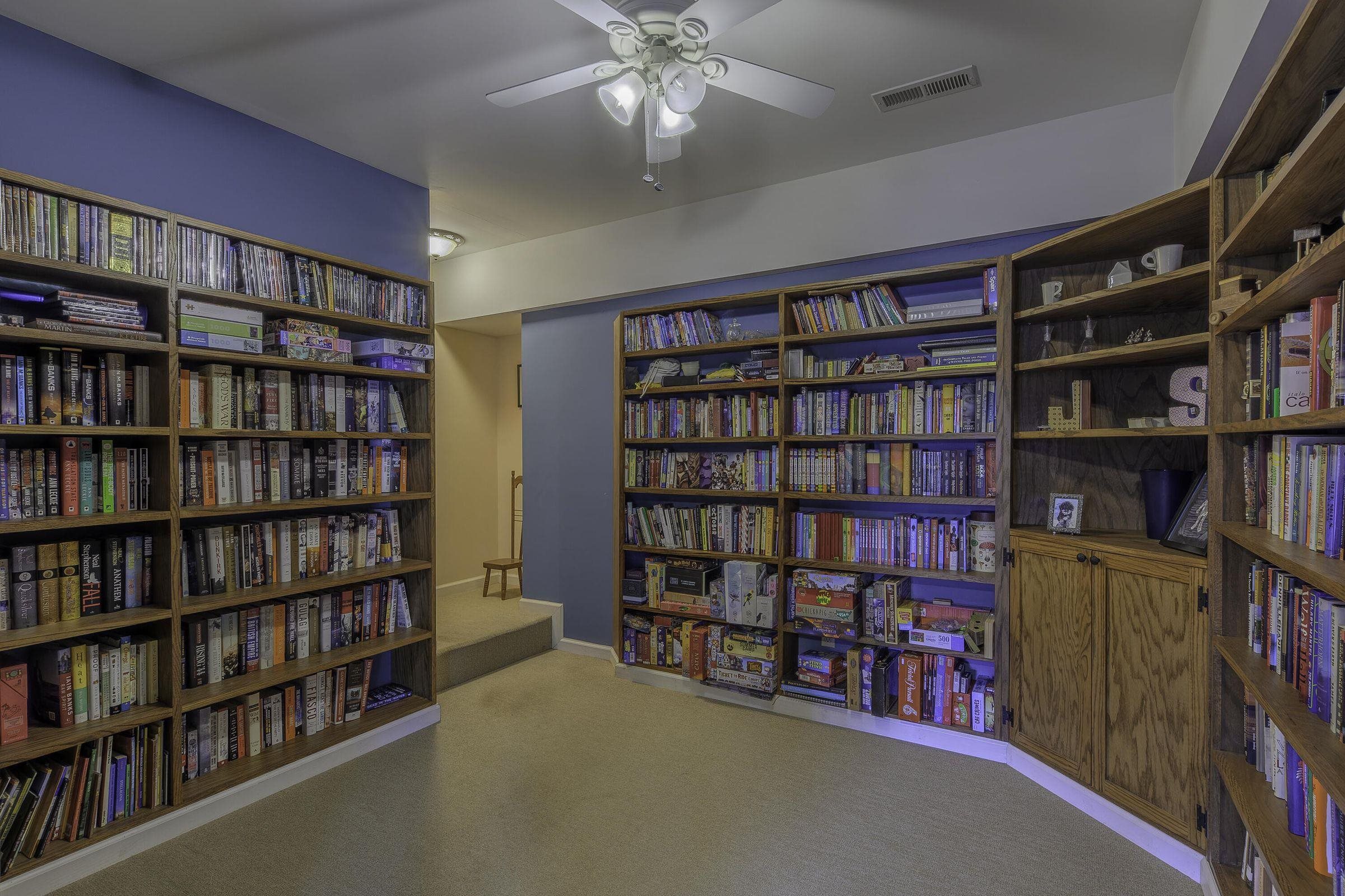 Basement library space. Basement library space.