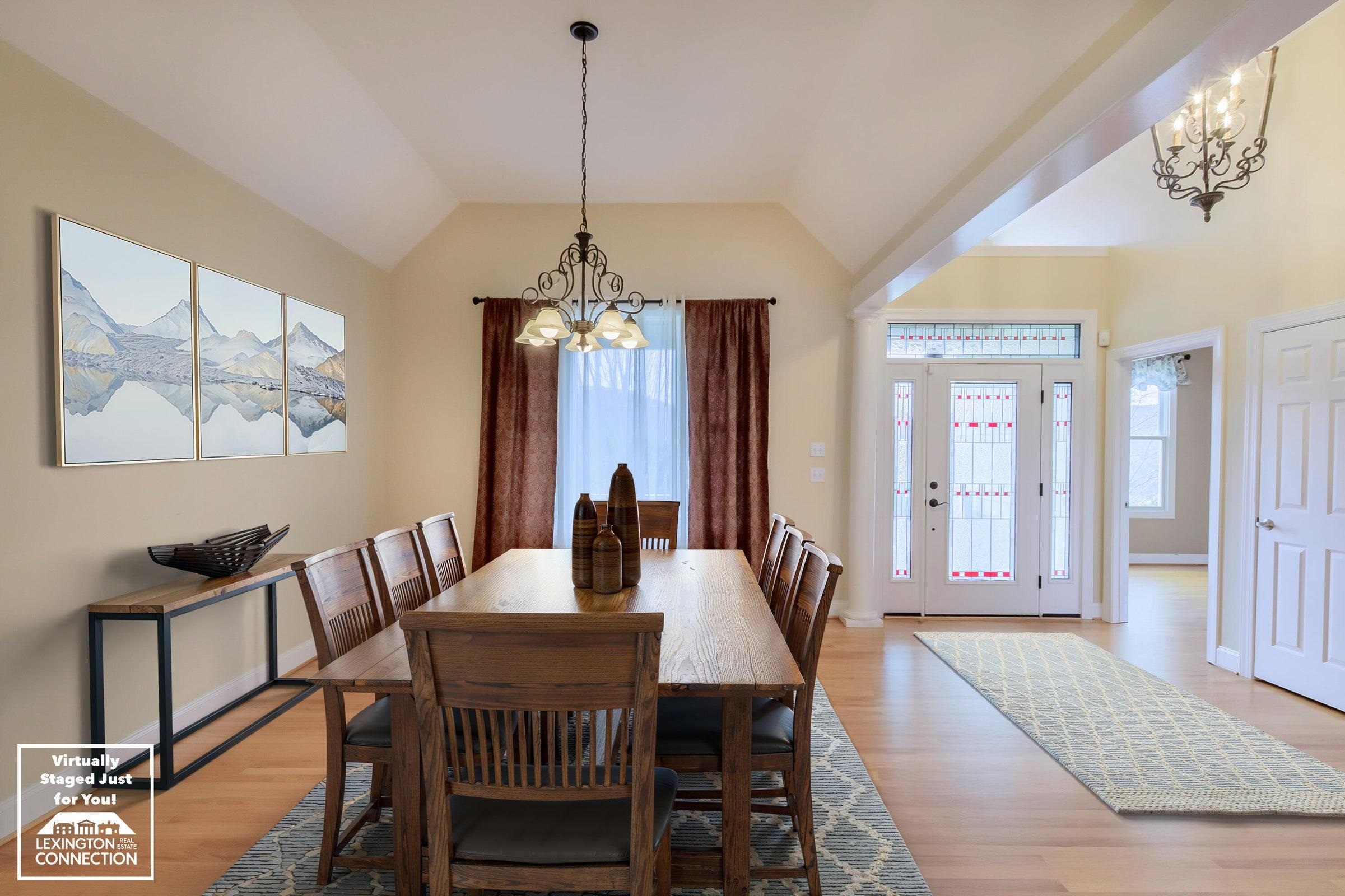 Virtually staged for you to get an idea of how the dining room could look!