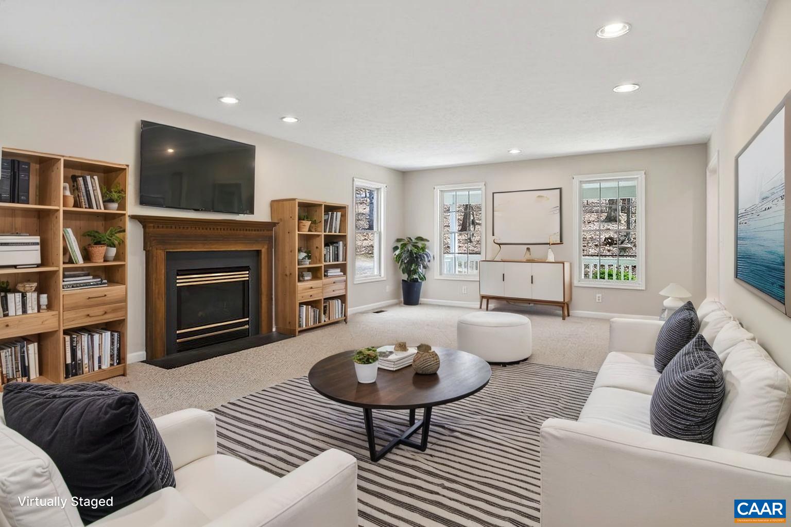 Gas logs fireplace in the living room