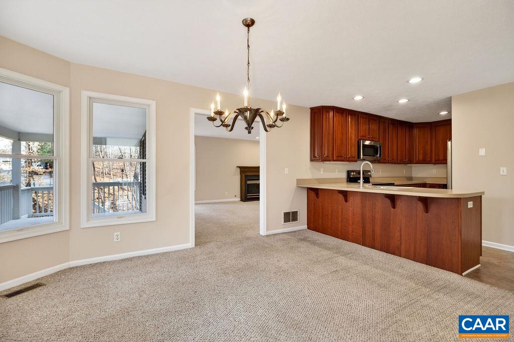 The dining is open towards the large kitchen