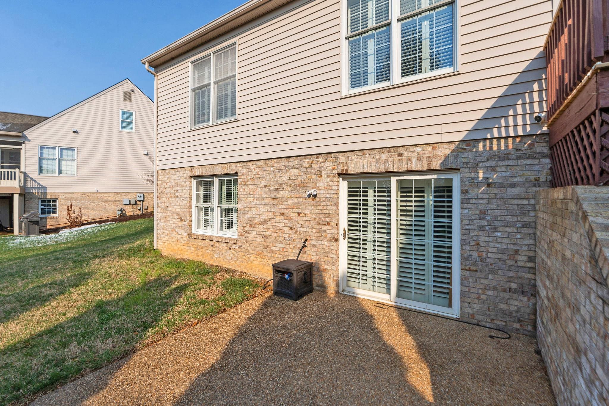 Sliding glass doors from the unfinished basement.