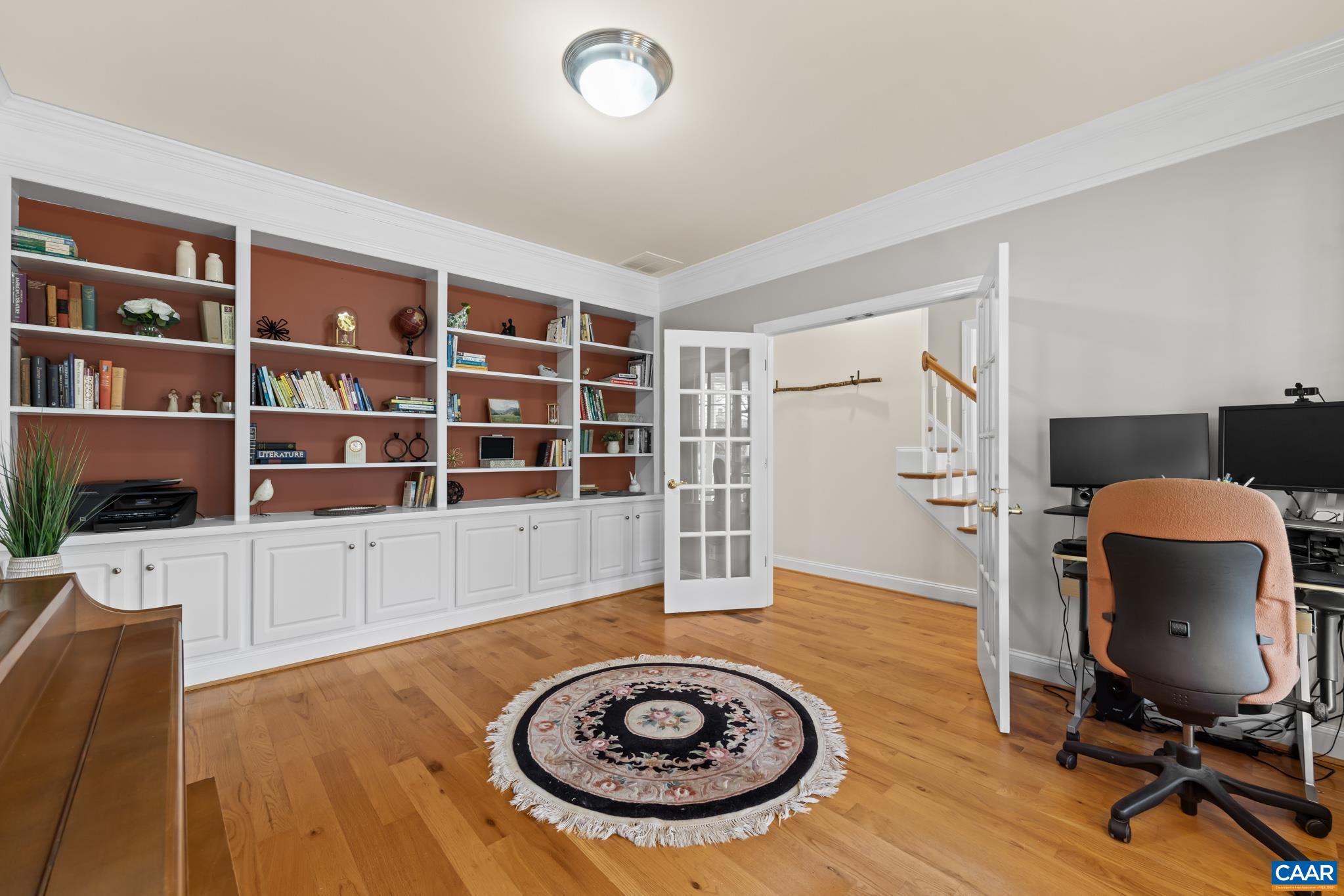 Fantastic built ins and cabinets in the main level study.