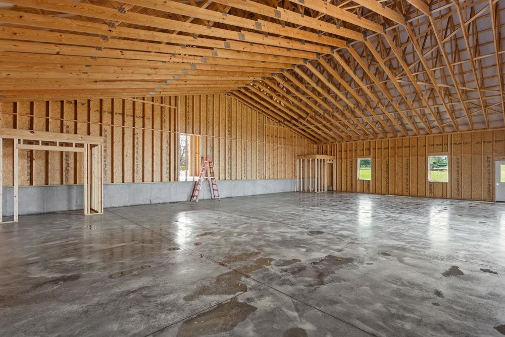 and full bath framing allows for upper storage or placement of HVAC unit.