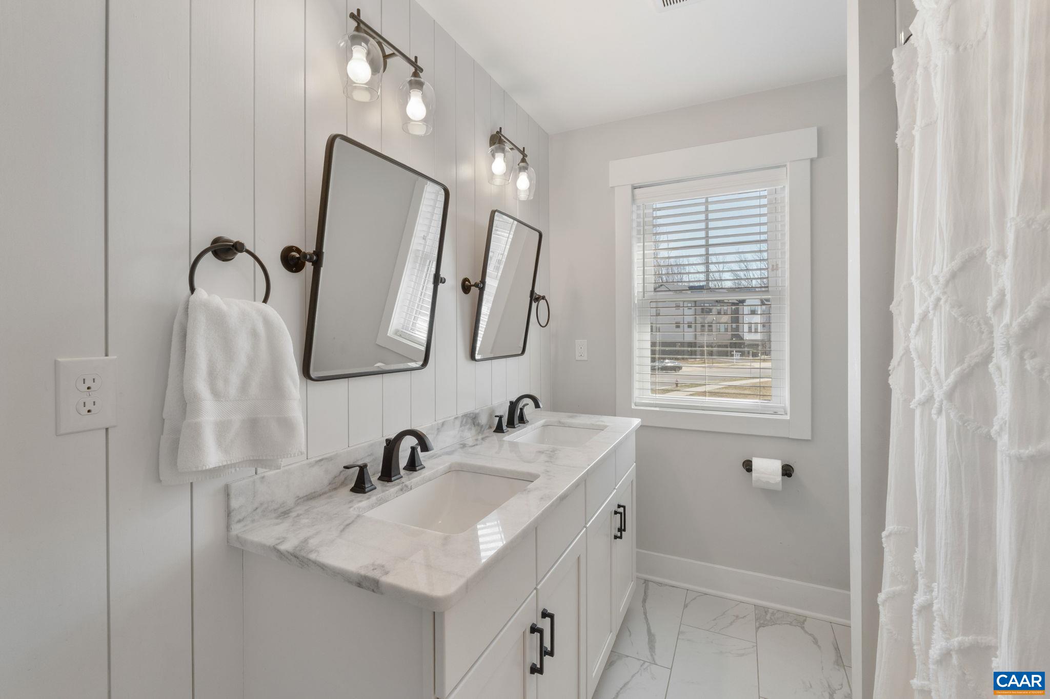 Feature accent wall with vertical tongue and groove (shiplap) floor to ceiling