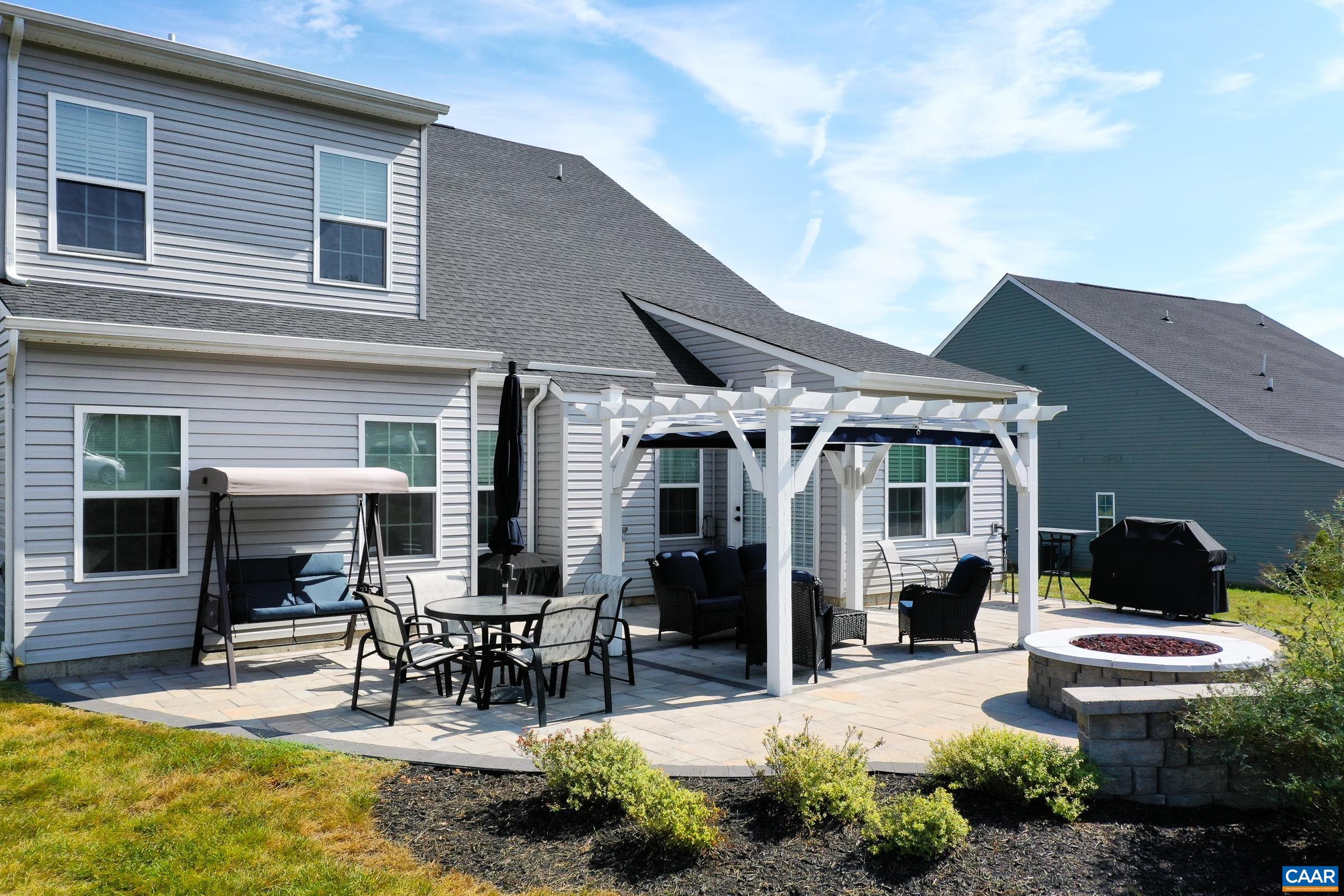Patio is an entertainers dream! Plumbed gas firepit, and grill hookup, pergola with retractable awning! Patio is an entertainers dream! Plumbed gas firepit, and grill hookup, pergola with retractable awning!