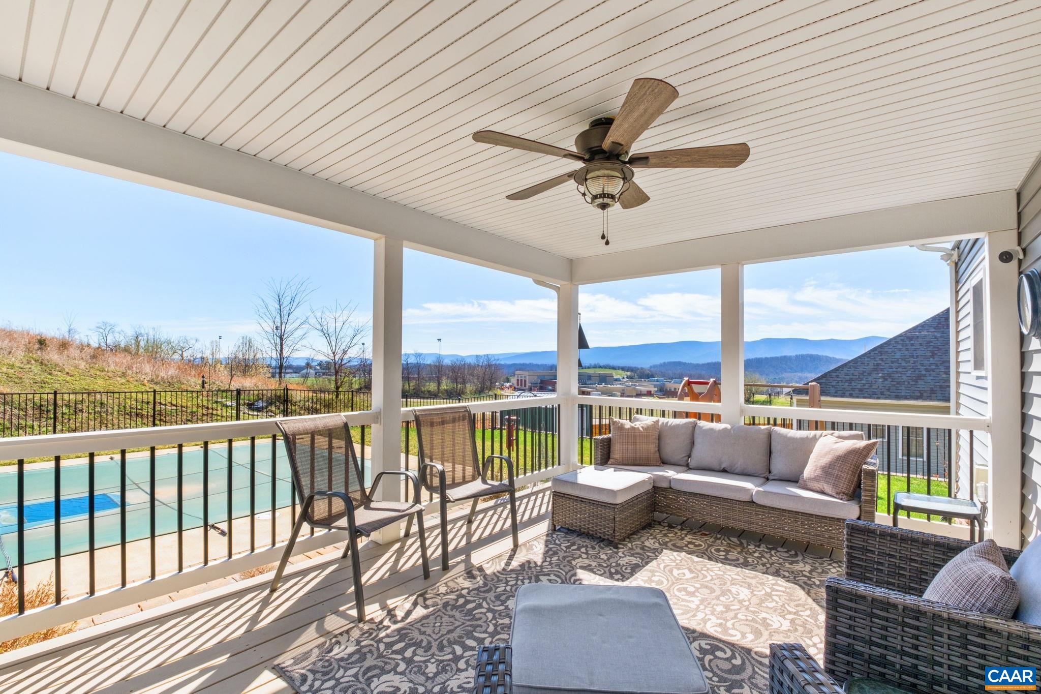 The covered porch has a TV mount included. The covered porch has a TV mount included.