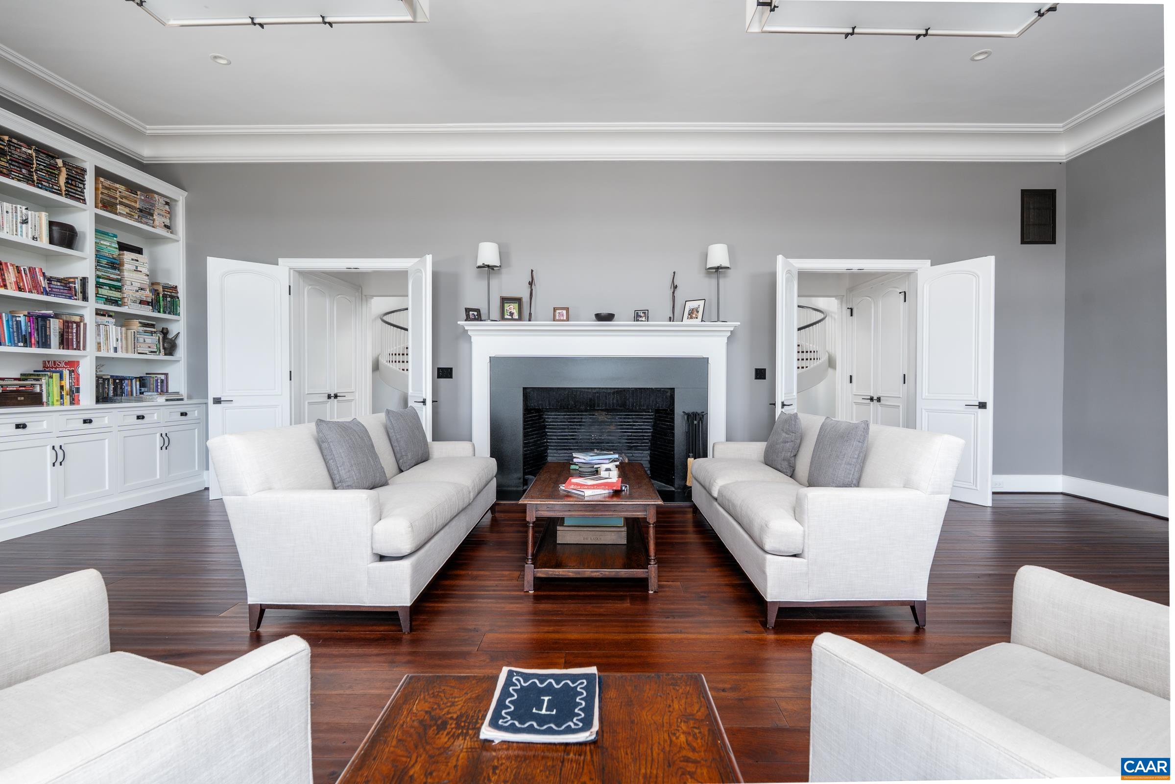 With Custom bookcases made on site by a true craftsman.