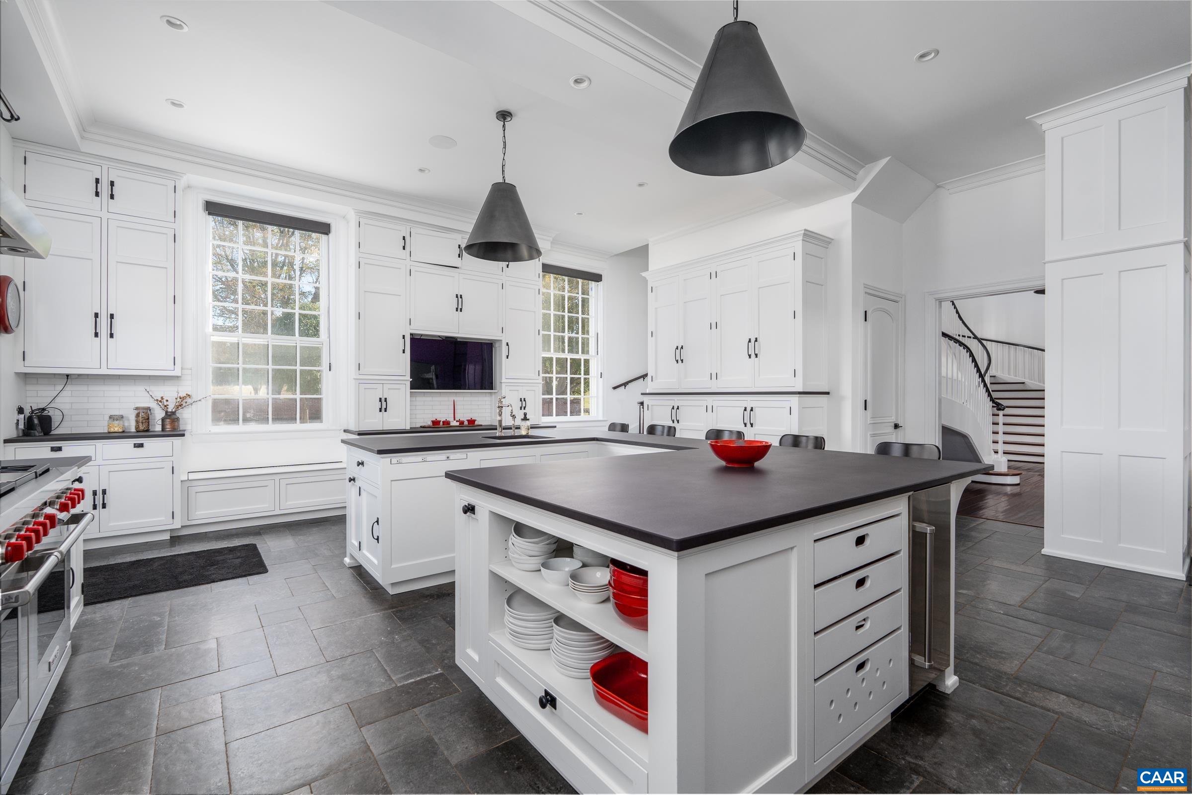 Jager and Ernst Custom wood cabinets with numerous convenient built-ins.