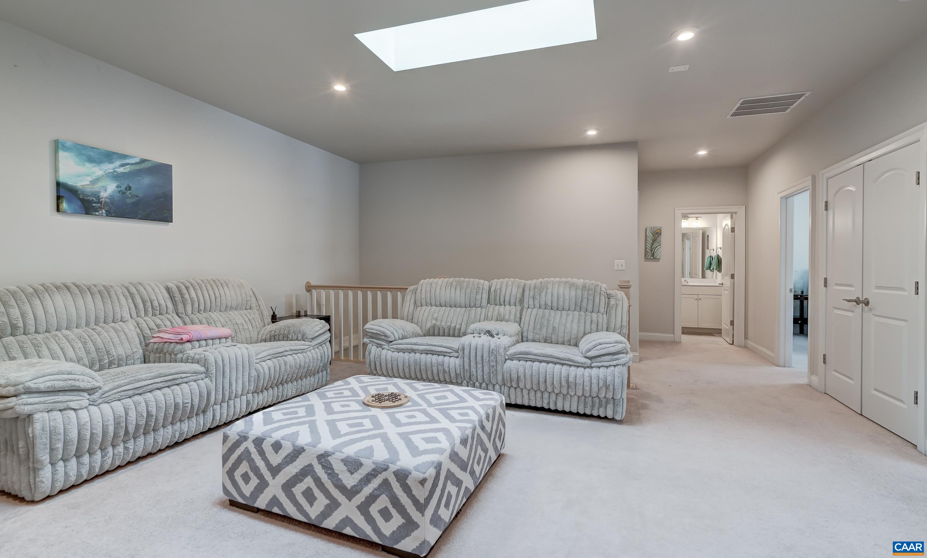 Loft space with skylights.