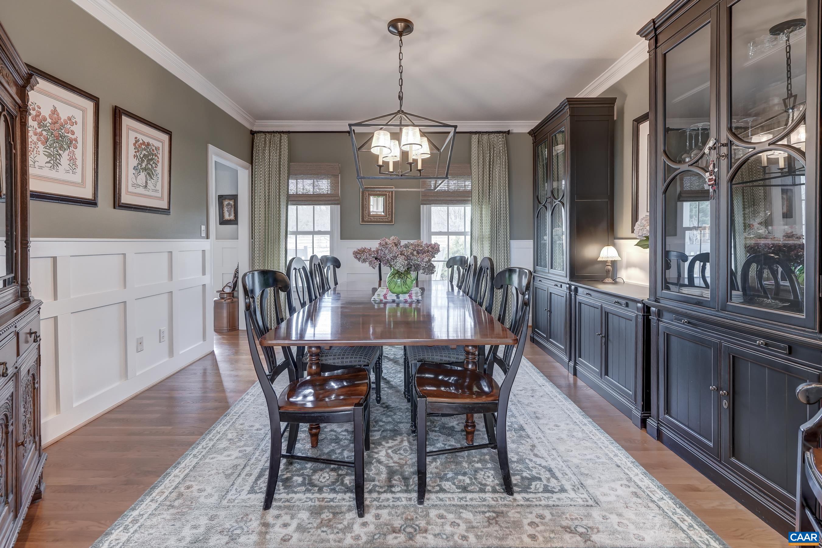 Wainscoting trim details in the formal dining room. Wainscoting trim details in the formal dining room.