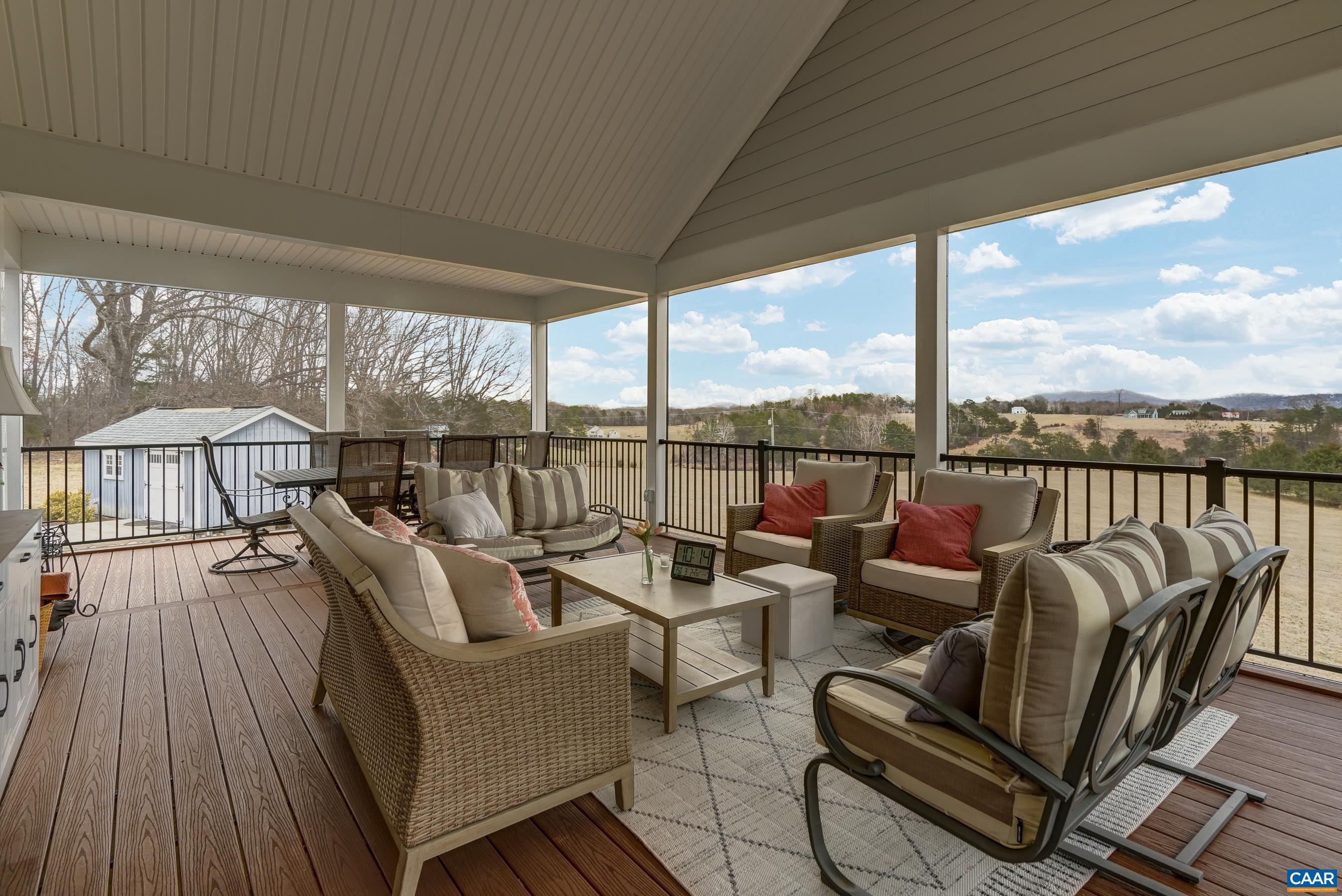 Stunning new screened porch with incredible mountain views. Stunning new screened porch with incredible mountain views.