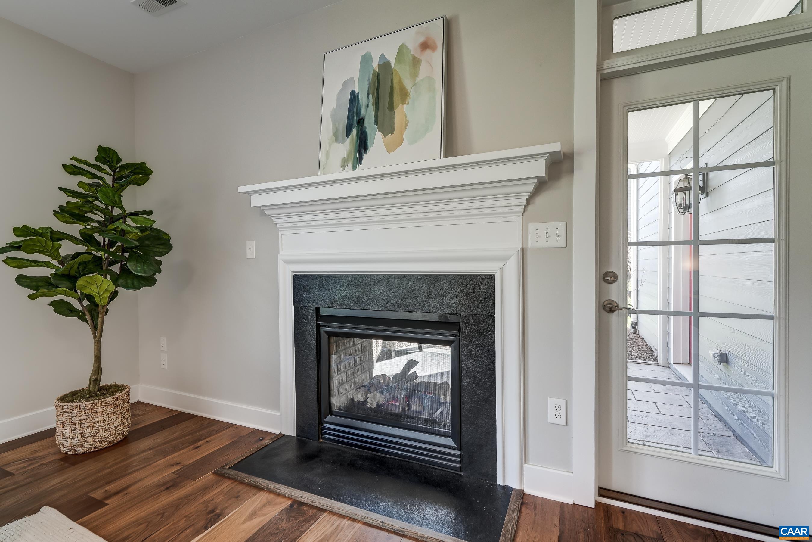 Dual sided gas fireplace.