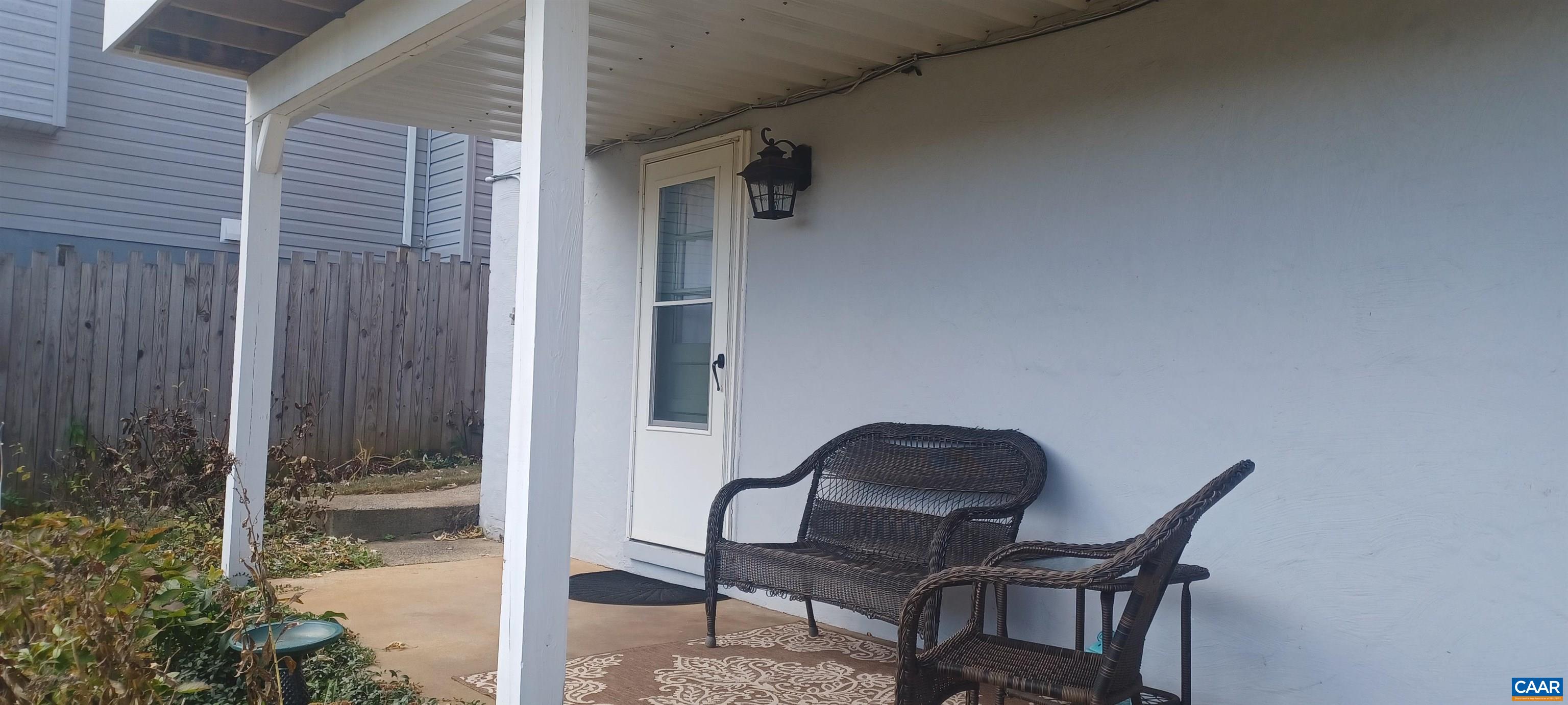 Covered porch for Unit C in the walk-out basement.