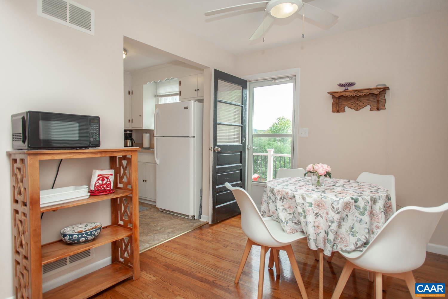 Breakfast nook leads to the private deck for each unit.