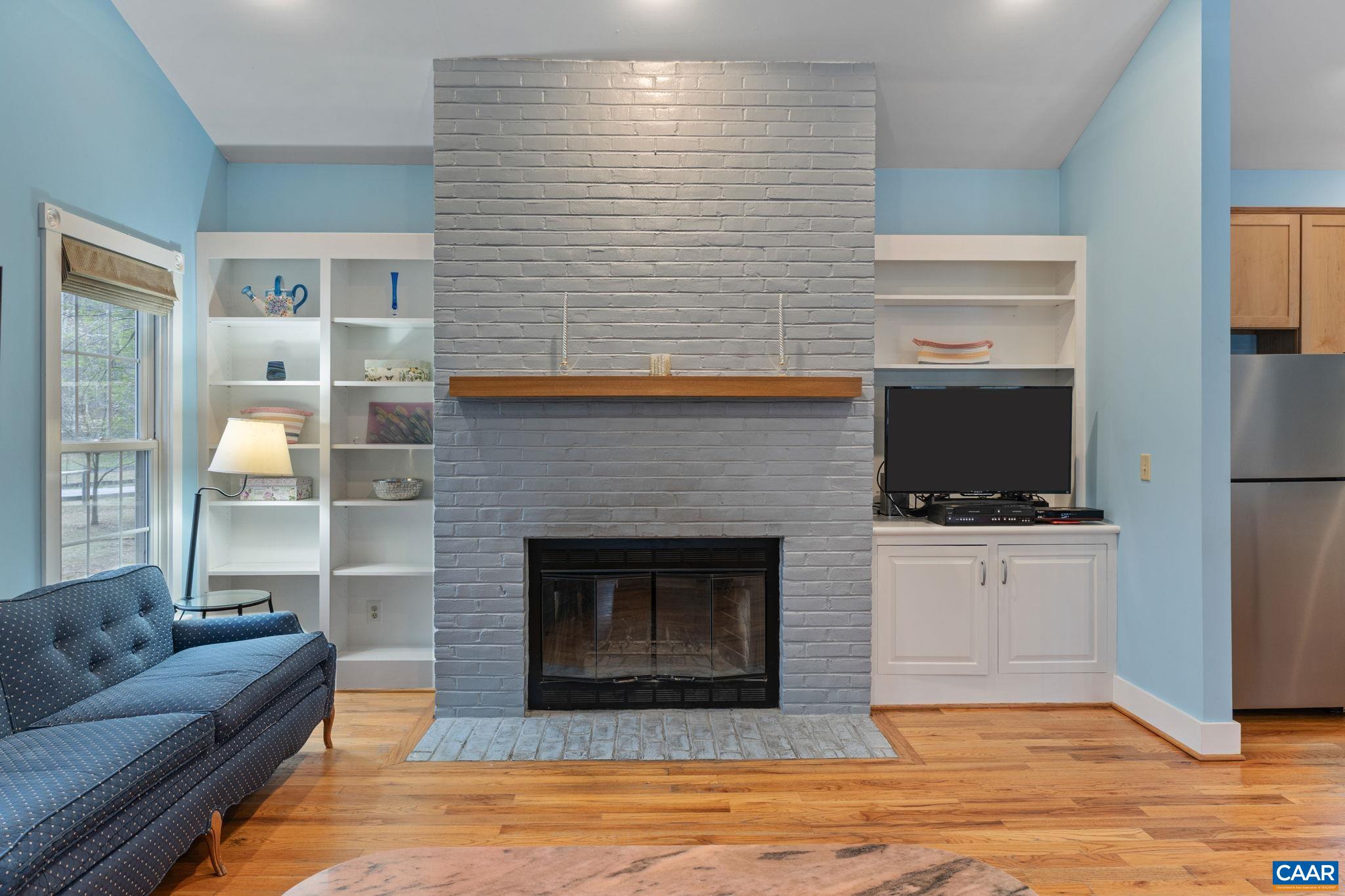 with wood burning fireplace