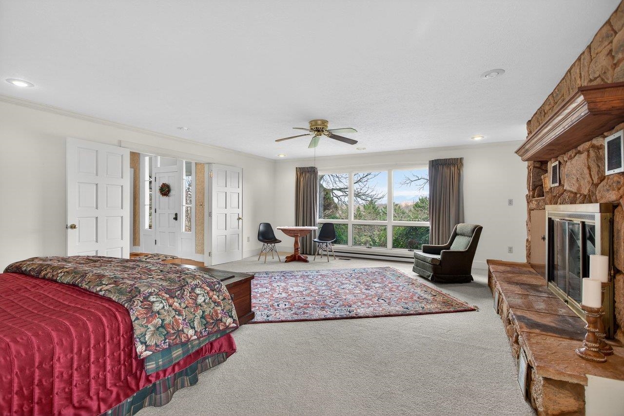 The picture window offers a lovely mountain view. The picture window offers a lovely mountain view.