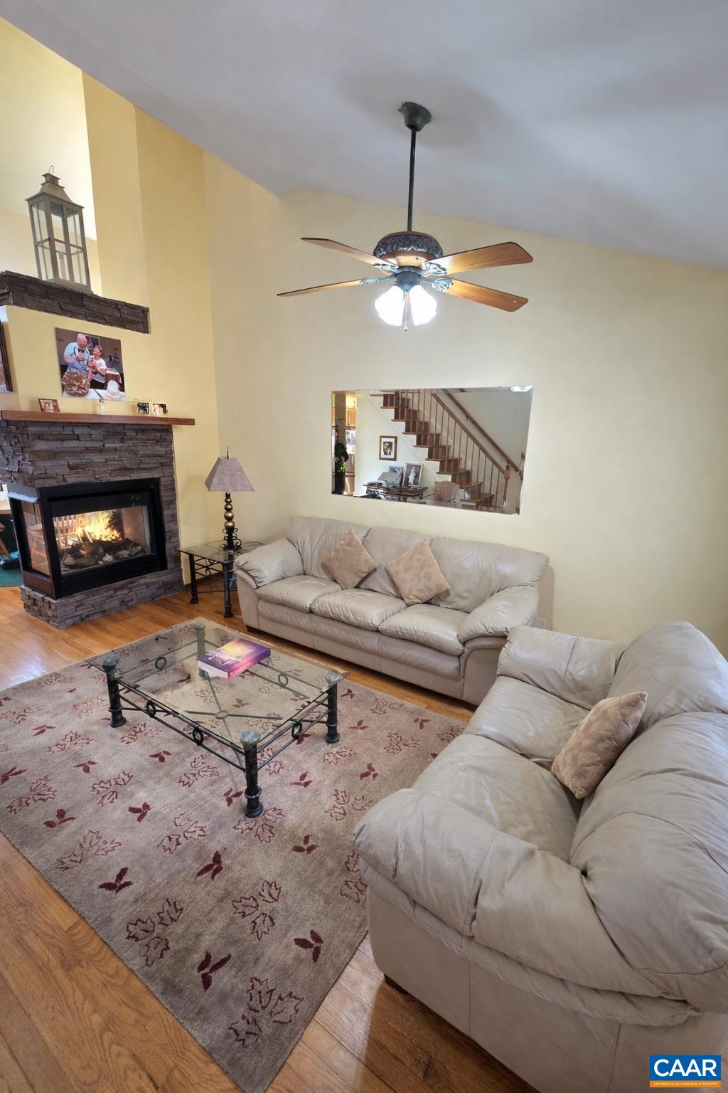 Light filled Living Room with high ceilings and passive lighting.