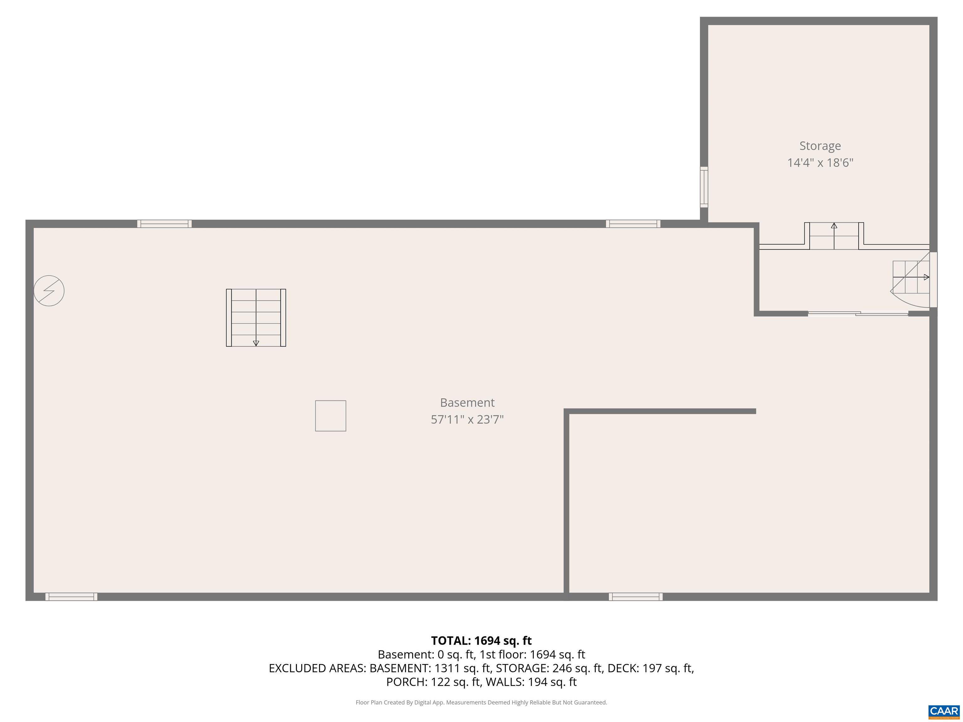 Spacious unfinished basement (1694 sq. ft.) with a large 57'11 Spacious unfinished basement (1694 sq. ft.) with a large 57'11