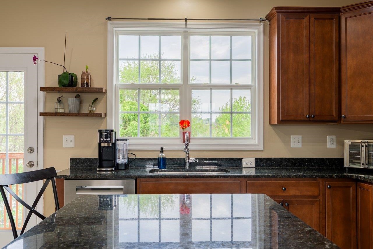 One of the few units with dark granite