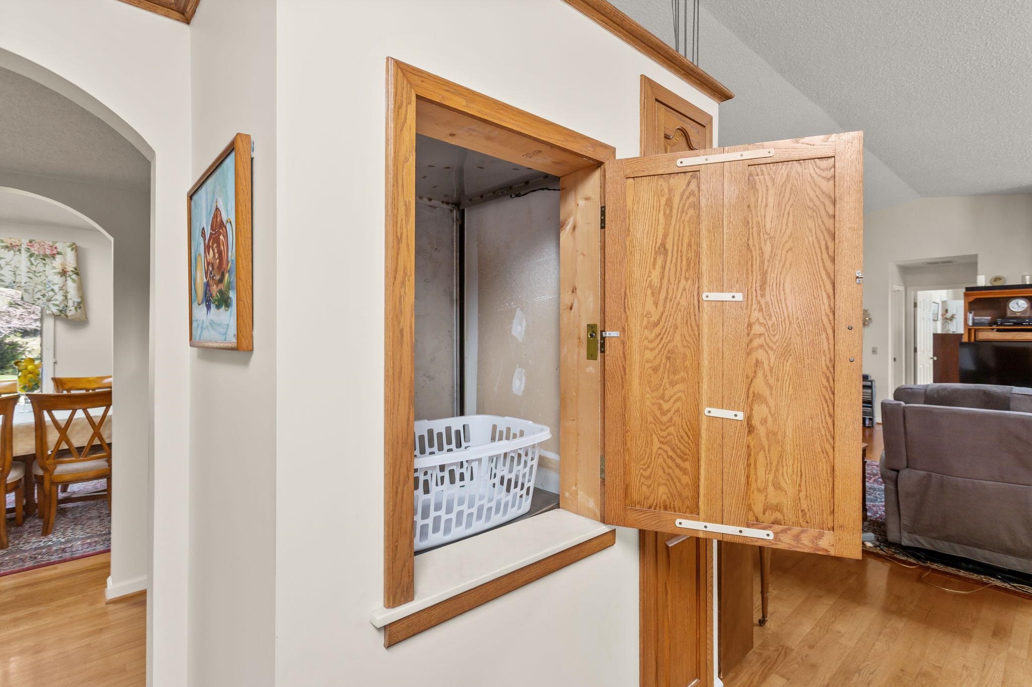 elevator to basement.