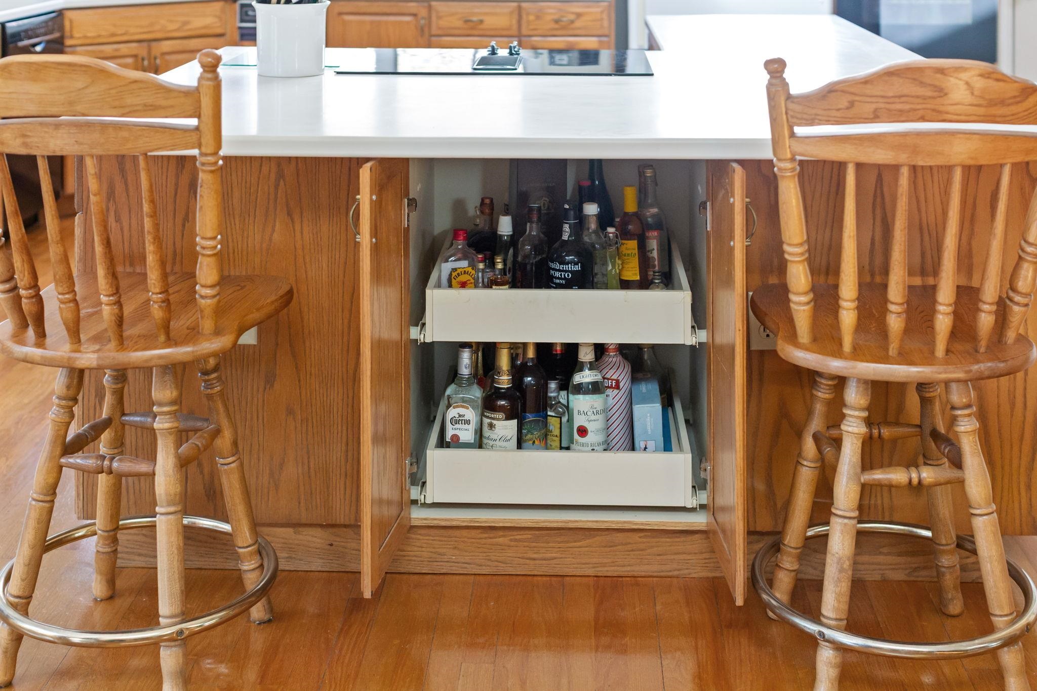 with a great space to store your spirits for entertaining.