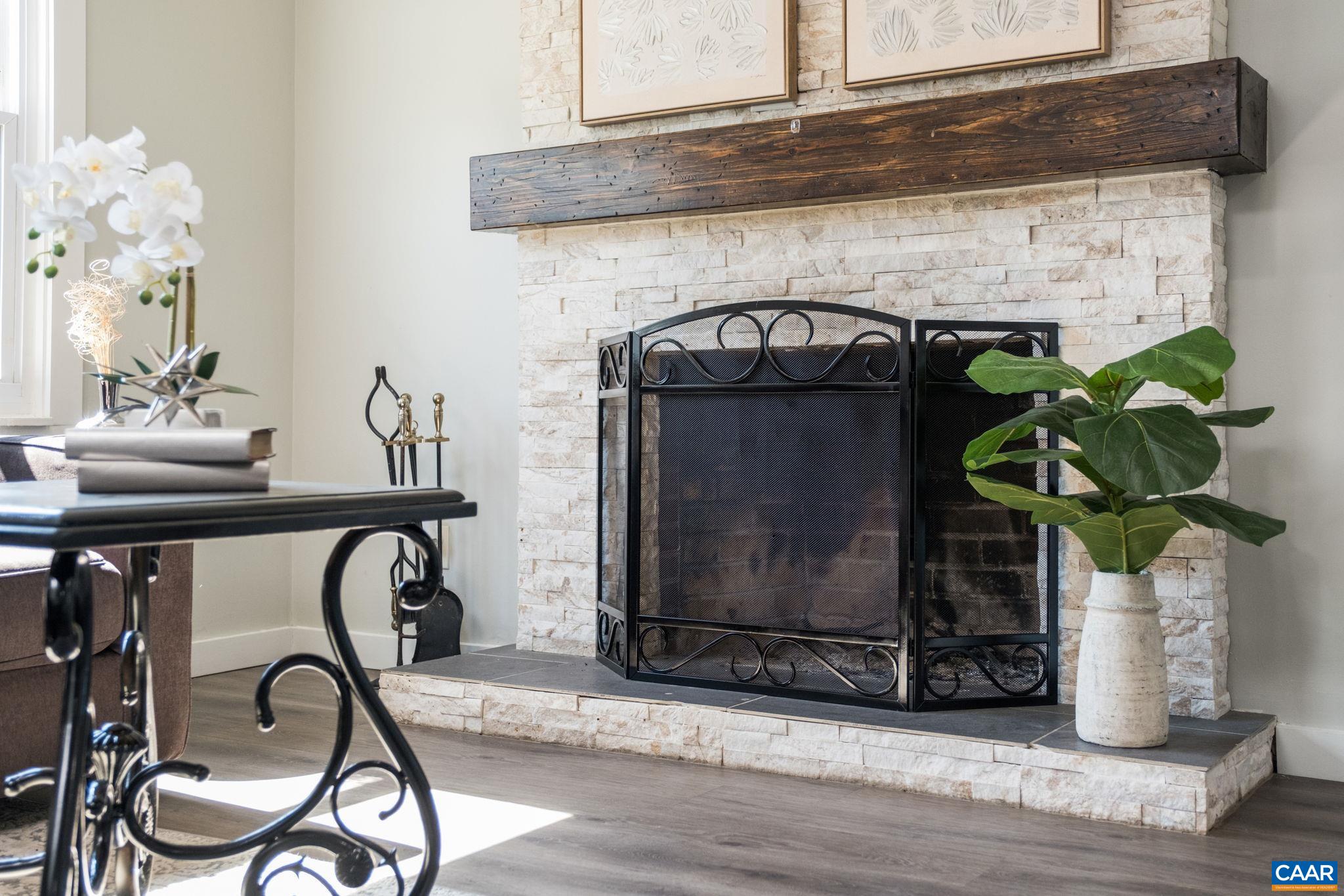 Beautiful wood-burning fireplace