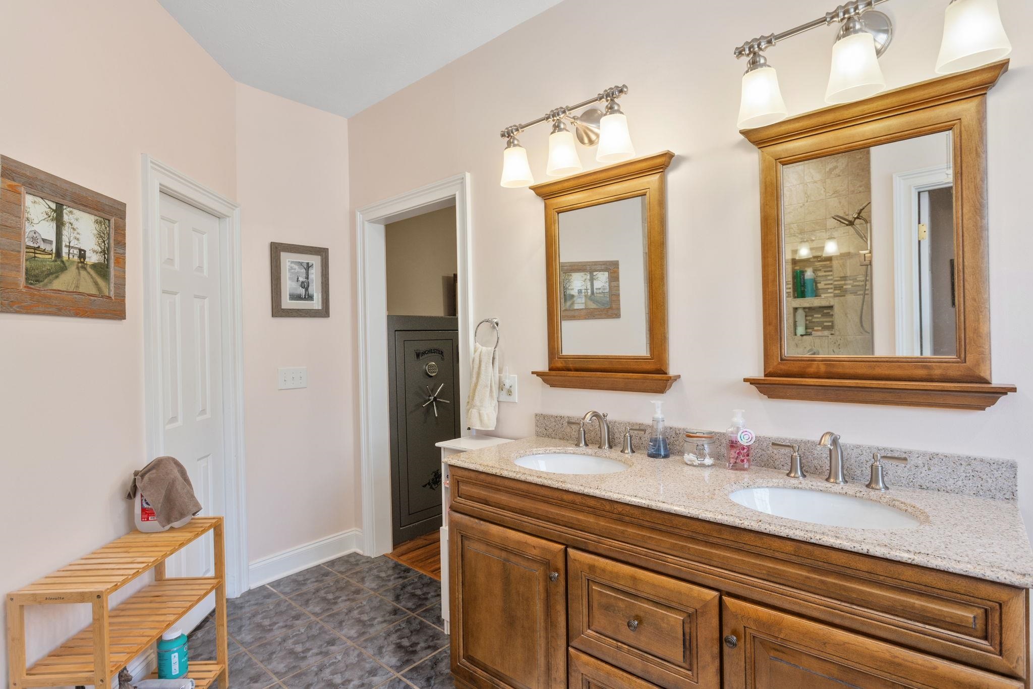 with double sink/mirror vanity.