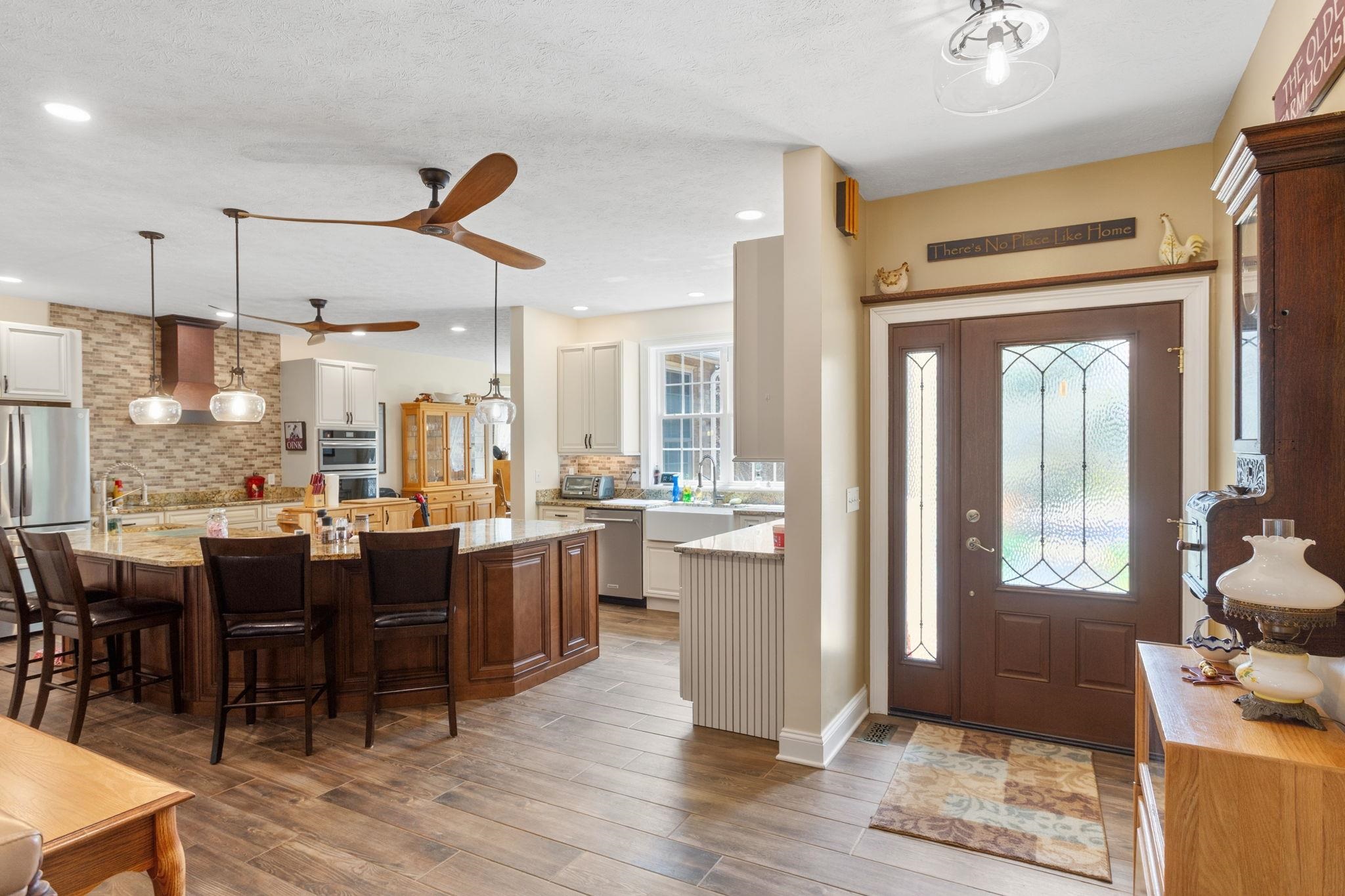 leads to kitchen and living room