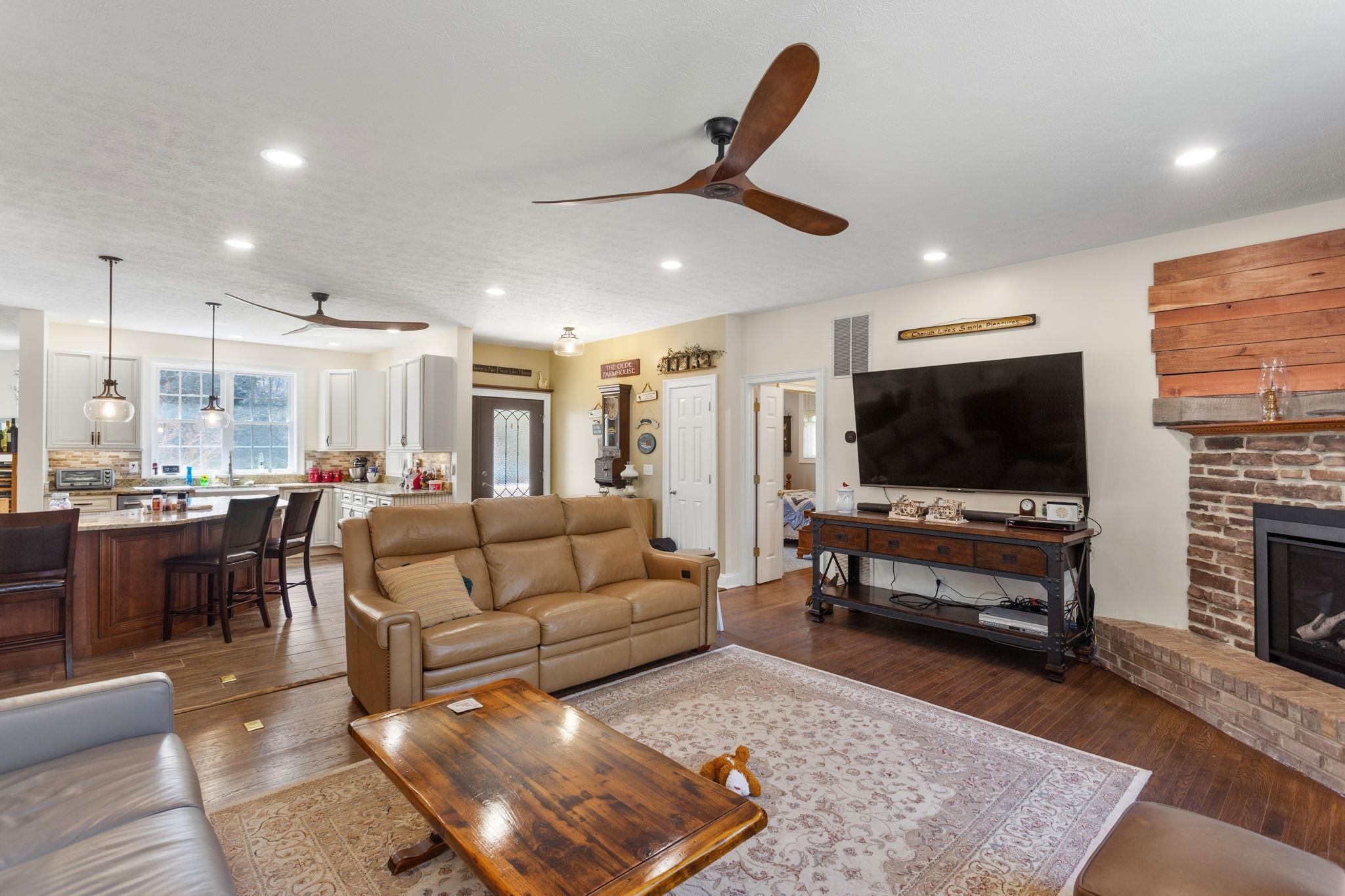 open to the kitchen.