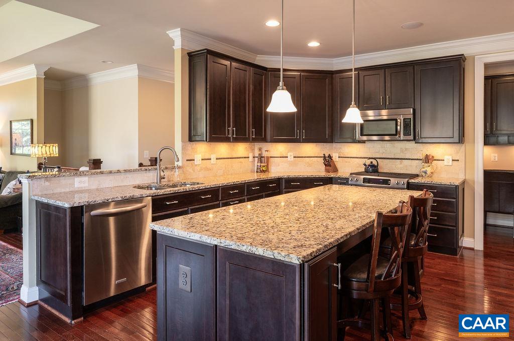 Granite countertops and stainless steel appliances