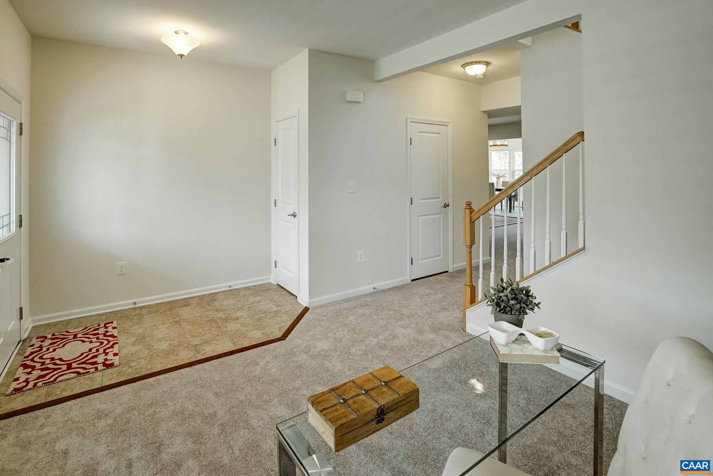 Ceramic tiles in the foyer.