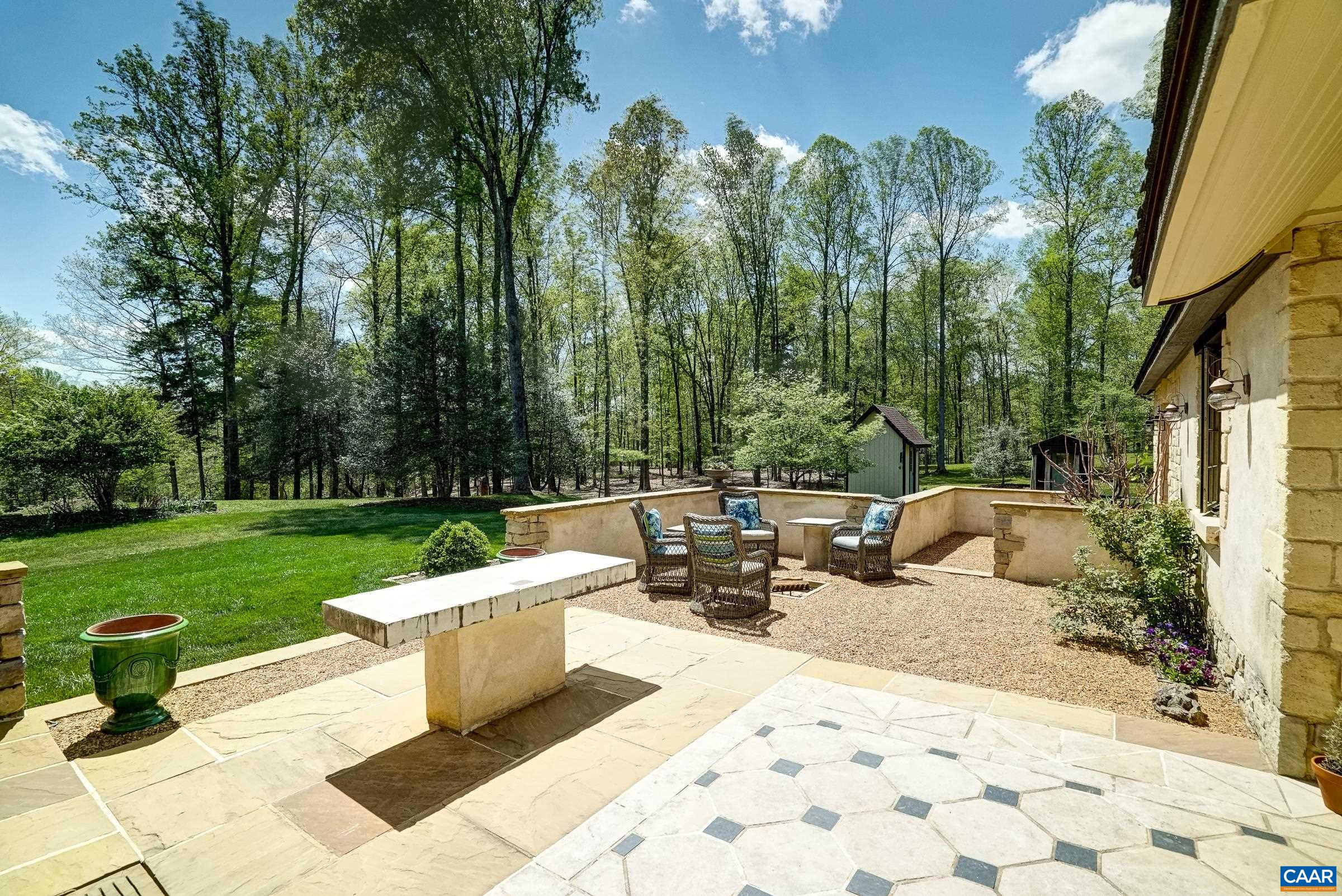 Stunning outdoor living spaces with imported marble table.