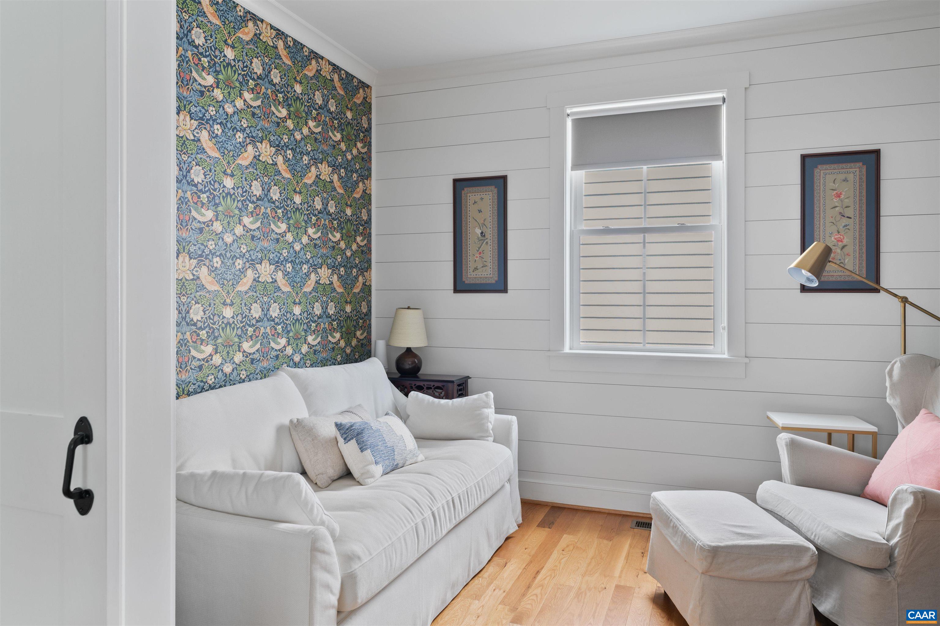 A quiet place adjacent to the living room and perfect for reading.