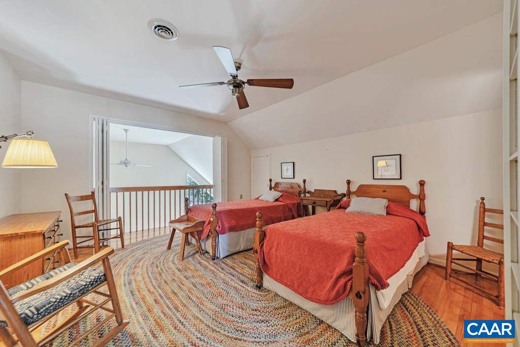 Attic storage on both sides of the room